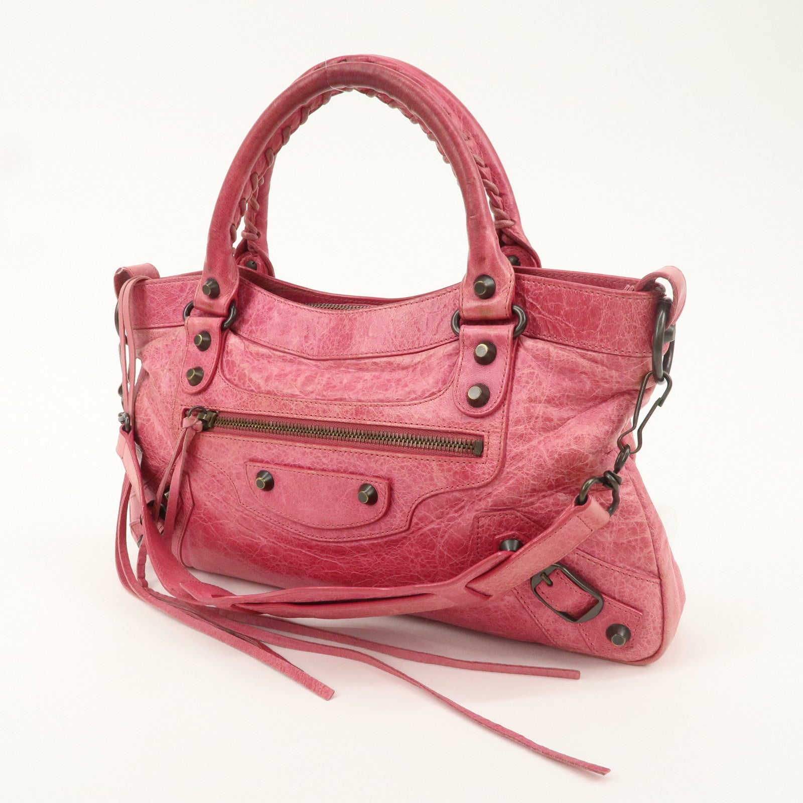 BALENCIAGA The First Leather 2Way Bag Hand Bag Pink 103208