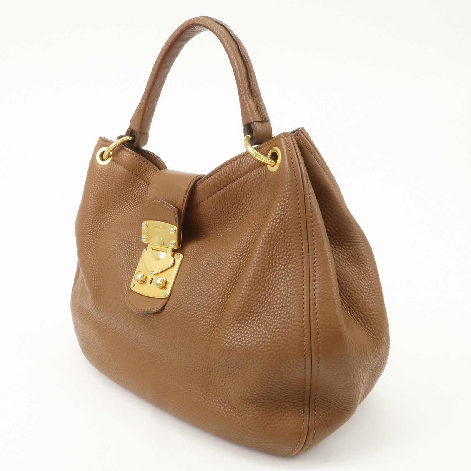 MIU MIU Leather 2WAY Bag Shoulder Bag Brown