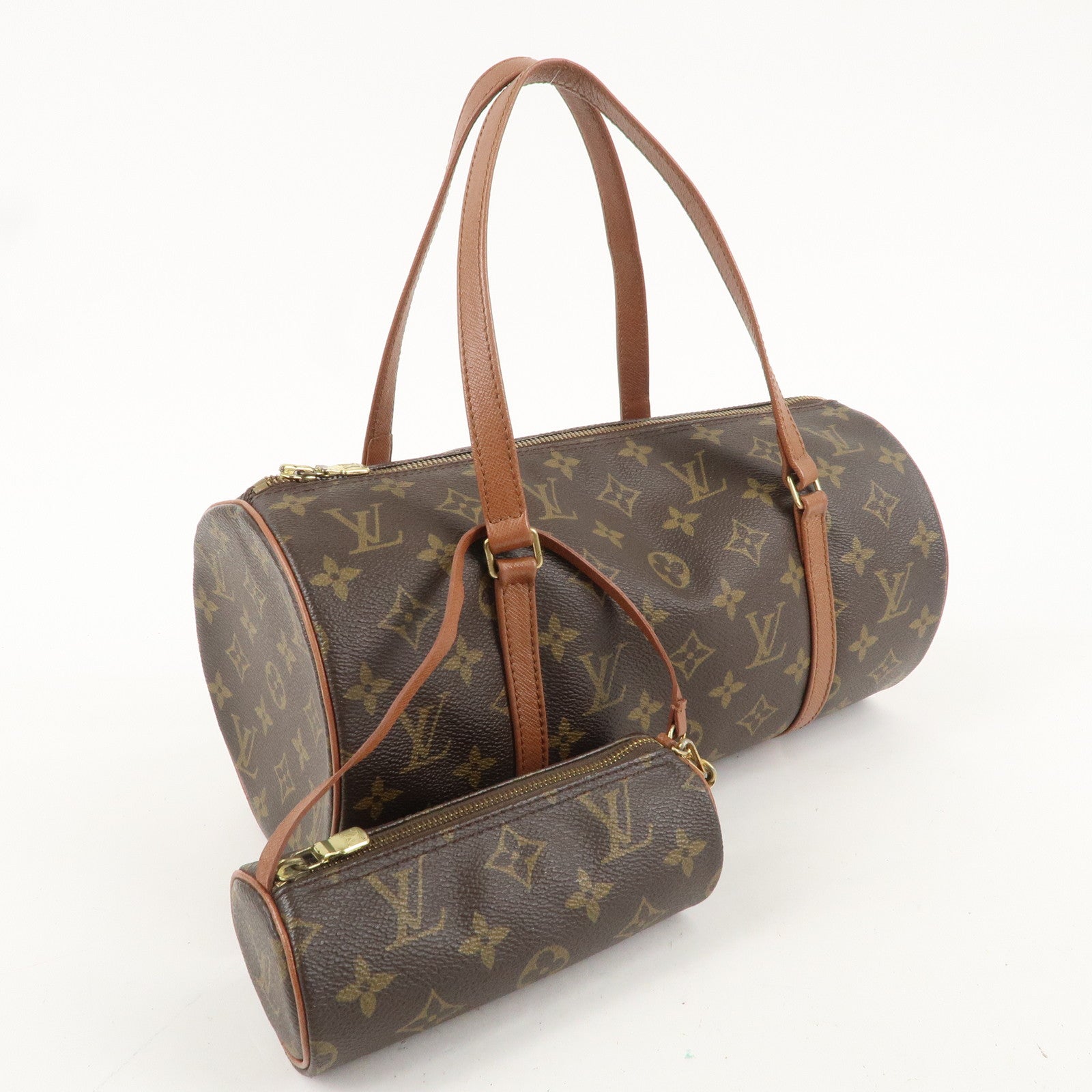 Louis Vuitton Monogram Papillon 30 Hand Bag 
Pouch Brown M51365