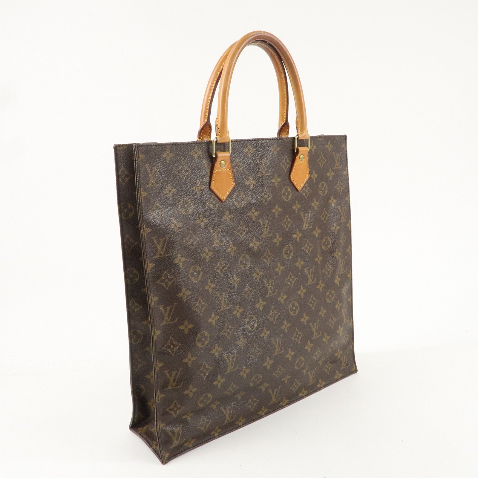 Louis Vuitton Monogram Sac Plat Hand Bag Brown M51140