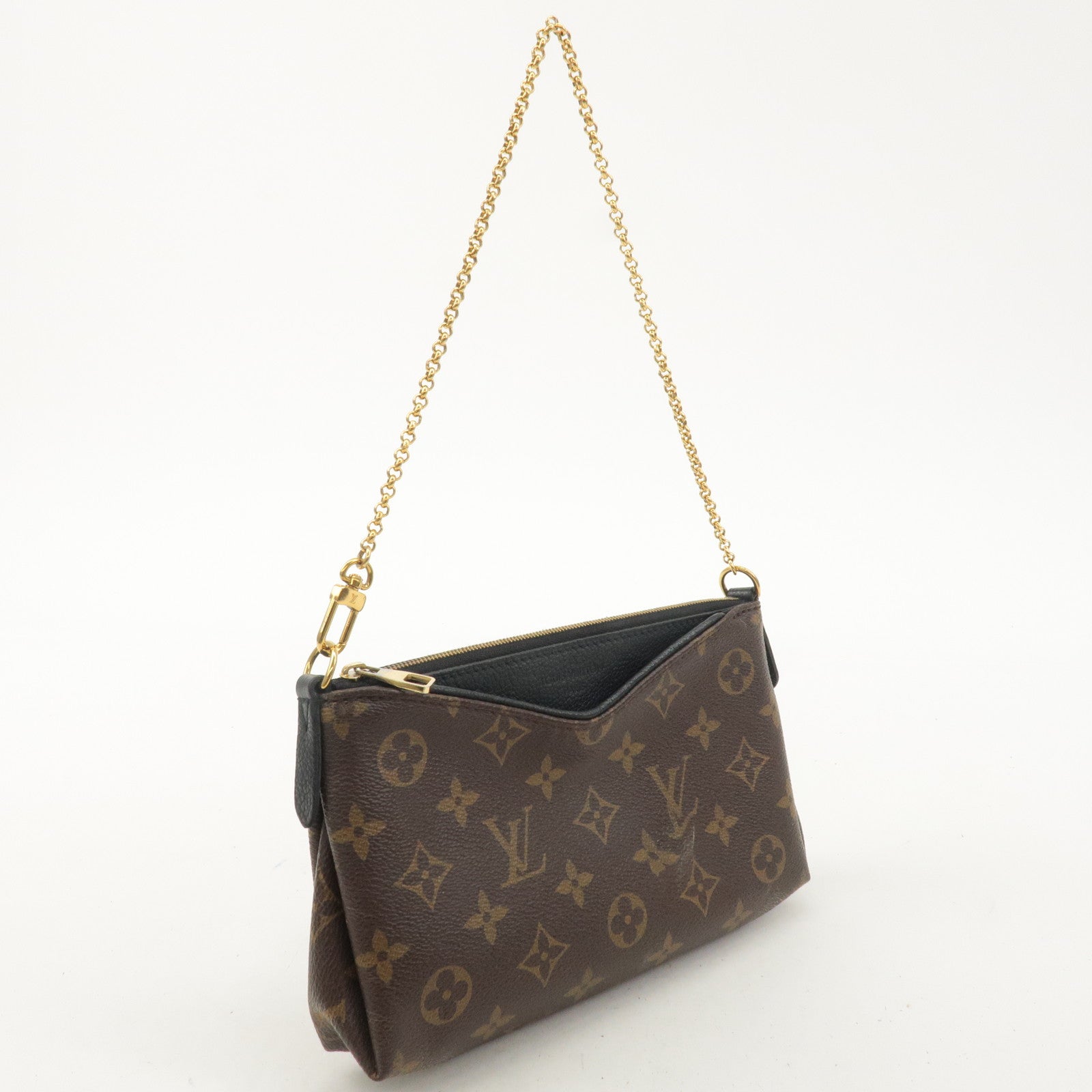 LOUIS VUITTON Monogram Pallas Clutch 2Way Shoulder Bag Noir M41639