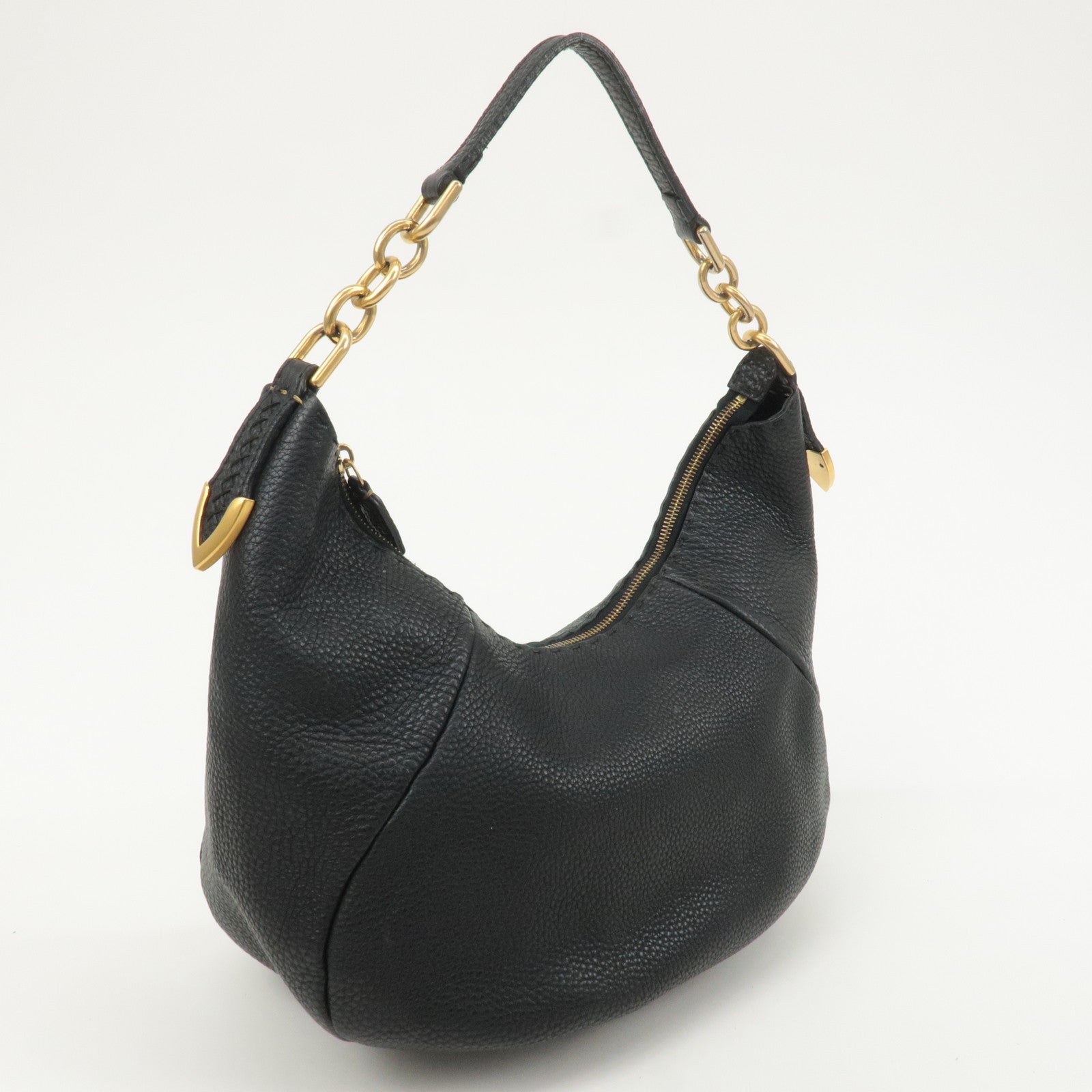 FENDI Selleria Leather One-Shoulder Bag Black 8BR618