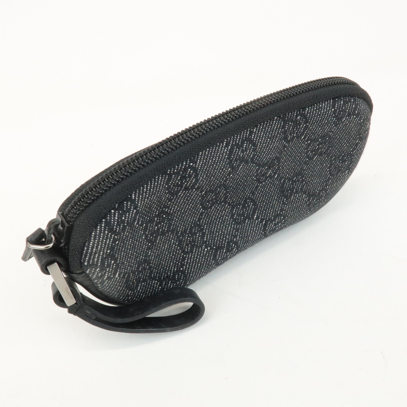 GUCCI GG Denim Leather Pouch Glasses Case Black 3970 Used