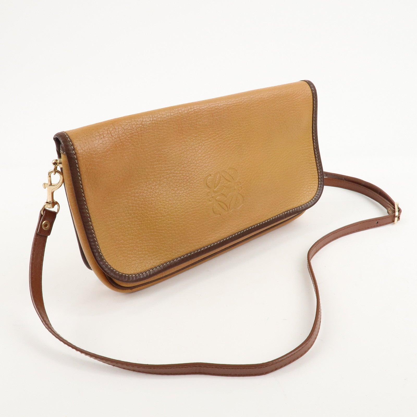 LOEWE Anagram Leather Shoulder Bag Brown