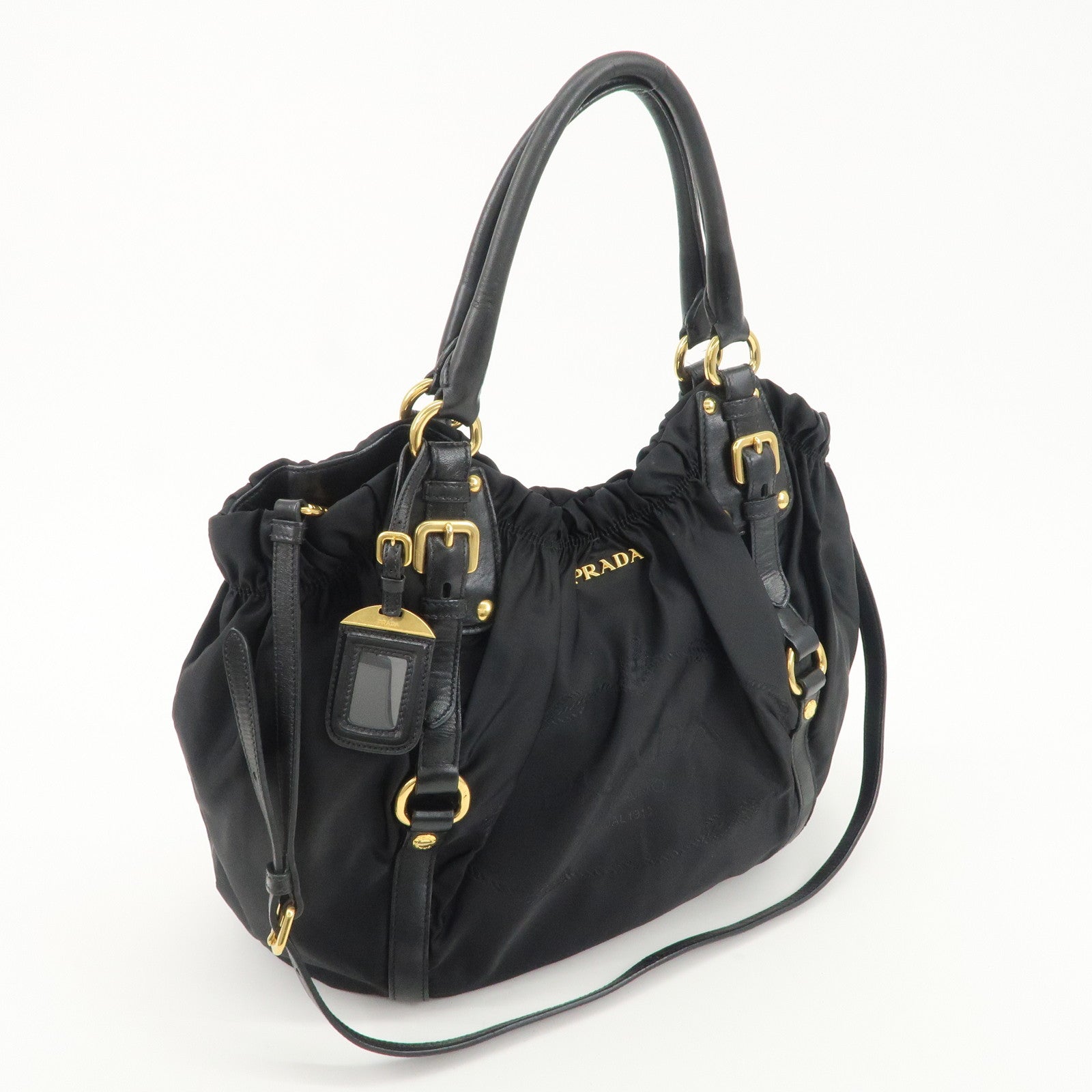 PRADA Nylon Leather 2Way Shoulder Bag Hand Bag Black