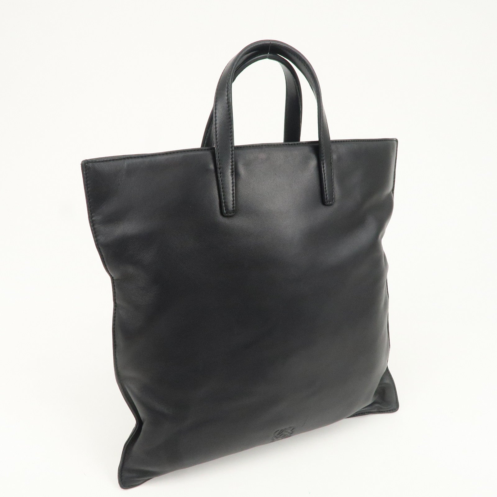 LOEWE Anagram Leather Tote Bag Black Used