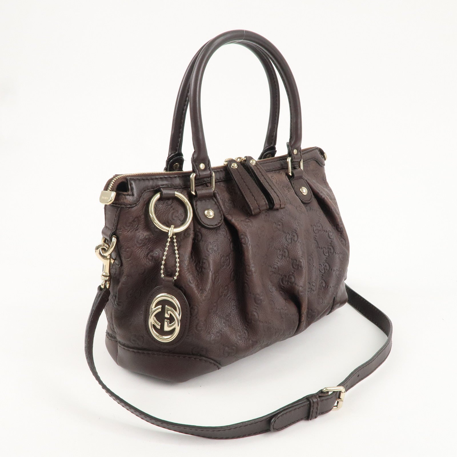 GUCCI Sukey Guccissima Leather 2Way Shoulder Bag Dark Brown 247902