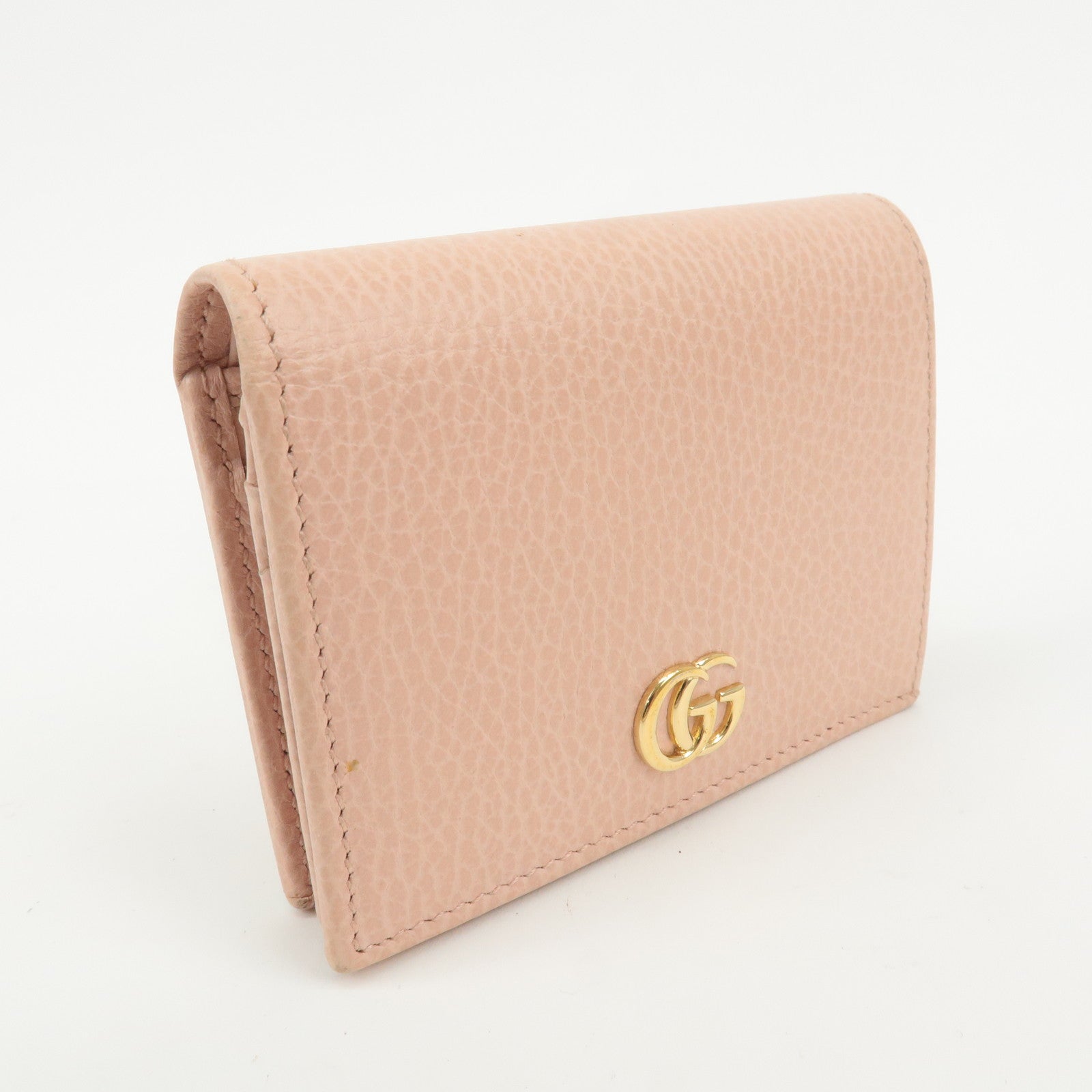 GUCCI Marmont Leather Bi-fold Wallet Card Coin Case Pink 456126