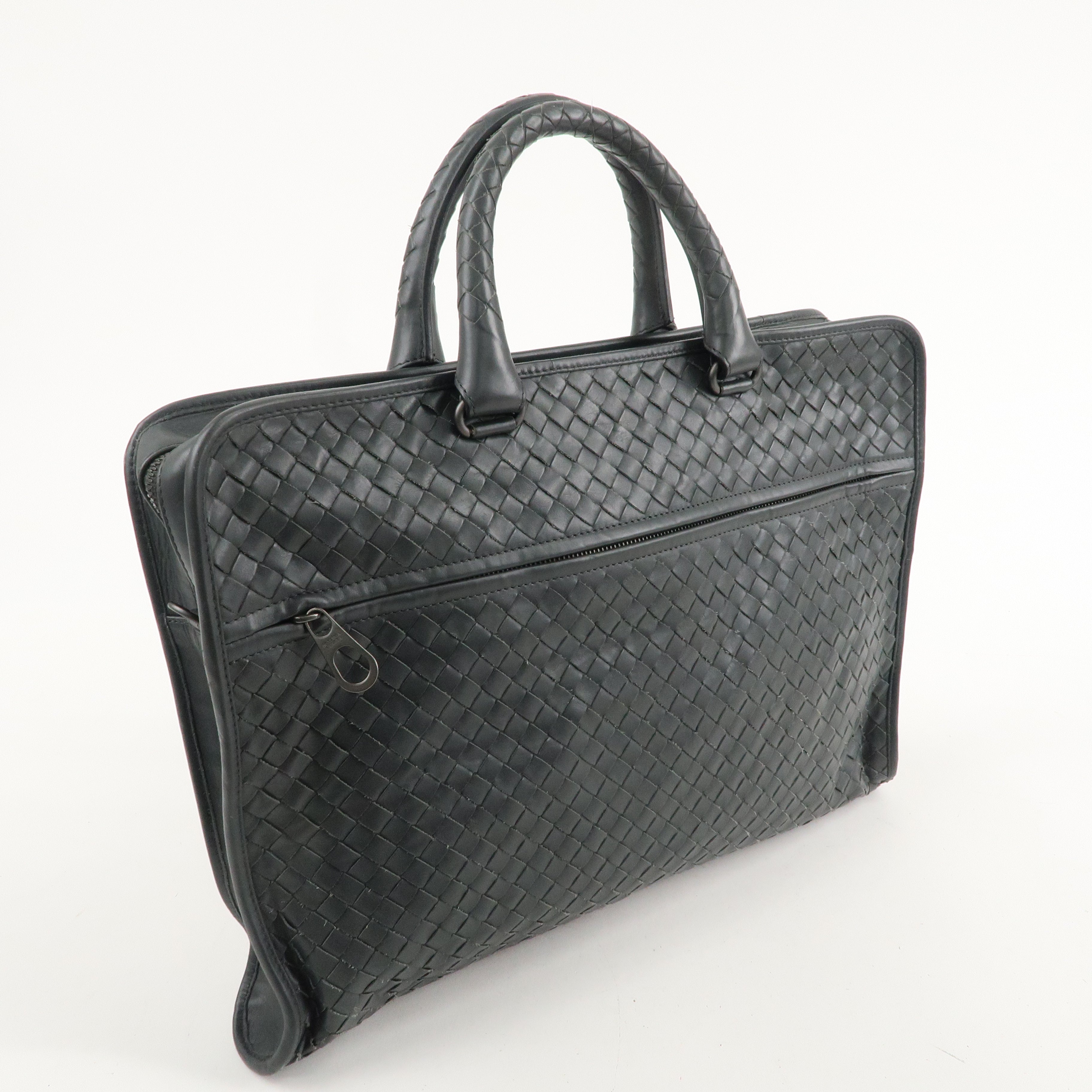 BOTTEGA VENETA Intrecciato Leather Business Bag Charcoal 516110