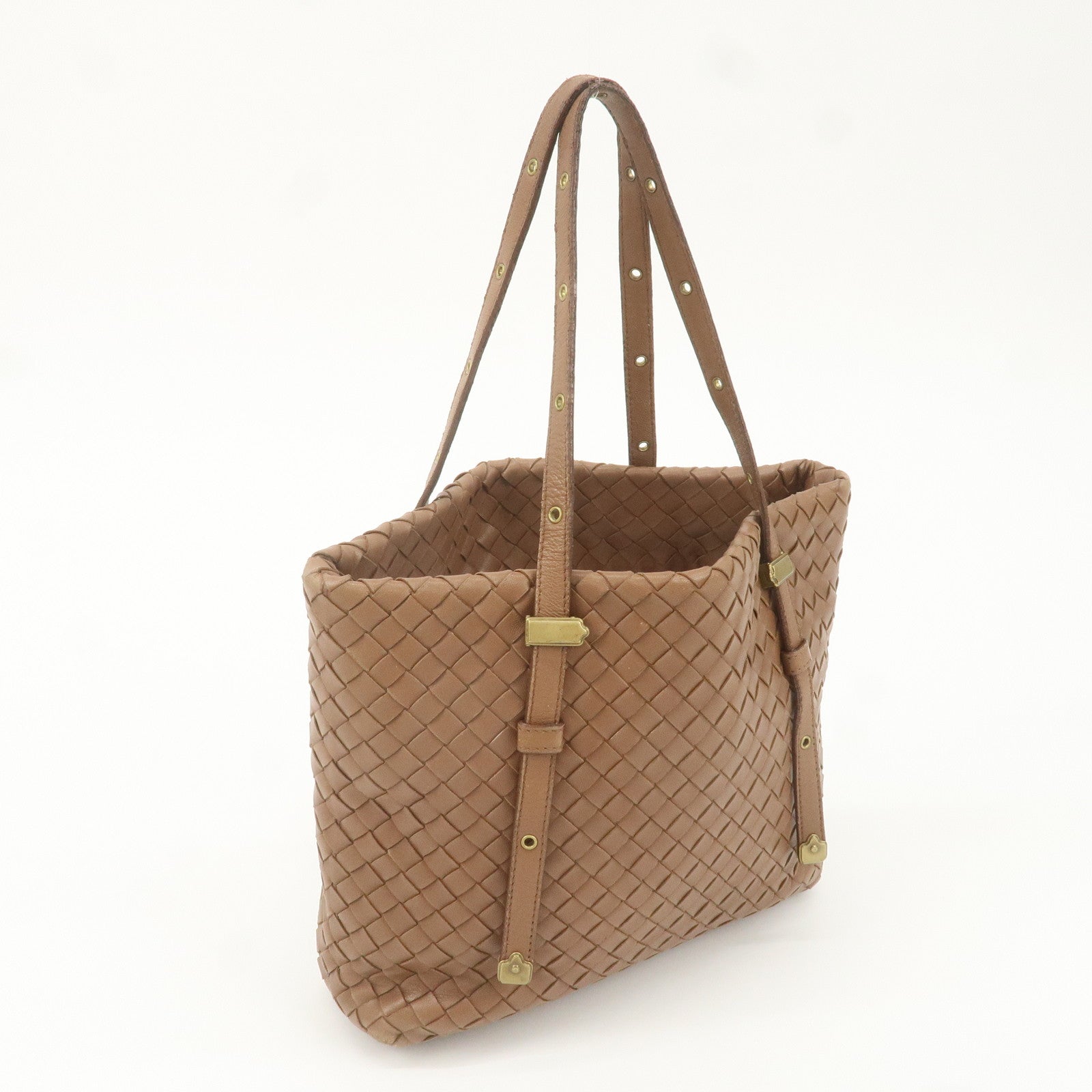 BOTTEGA VENETA Intrecciato Leather Tote Bag Brown 162937