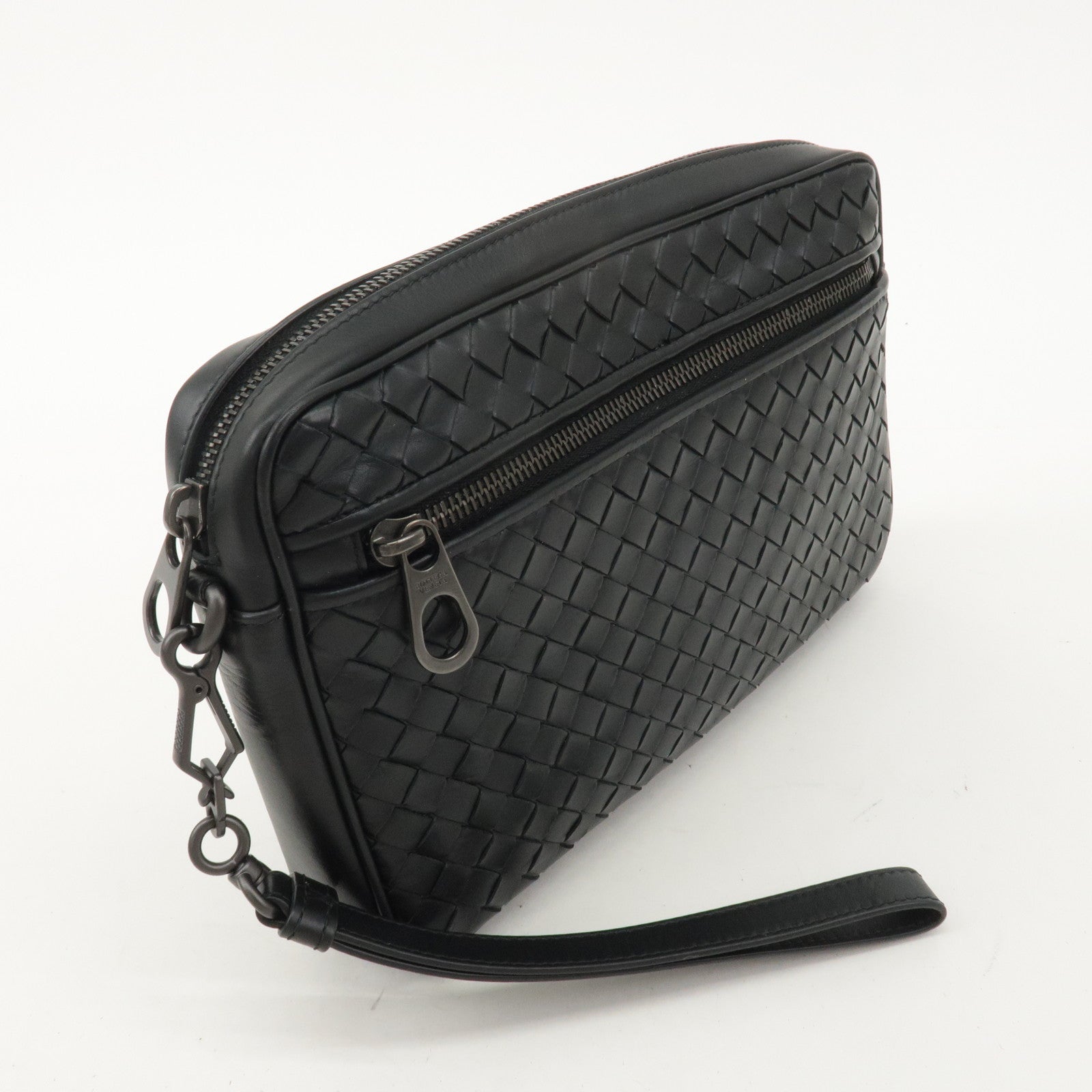 BOTTEGA VENETA Intrecciato Leather Clutch Bag Black