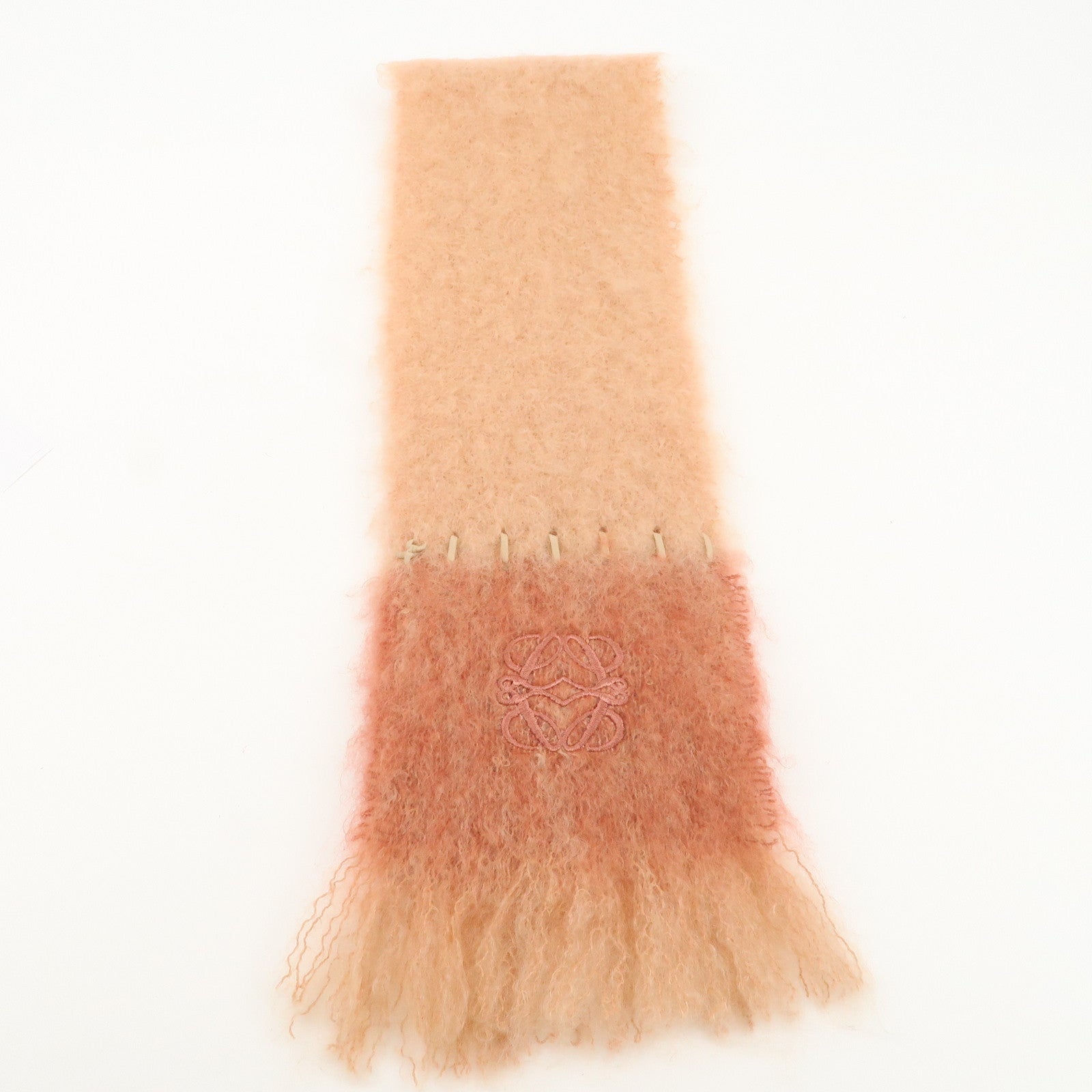 LOEWE Anagram Mohair Wool Scarf Coral Pink Used