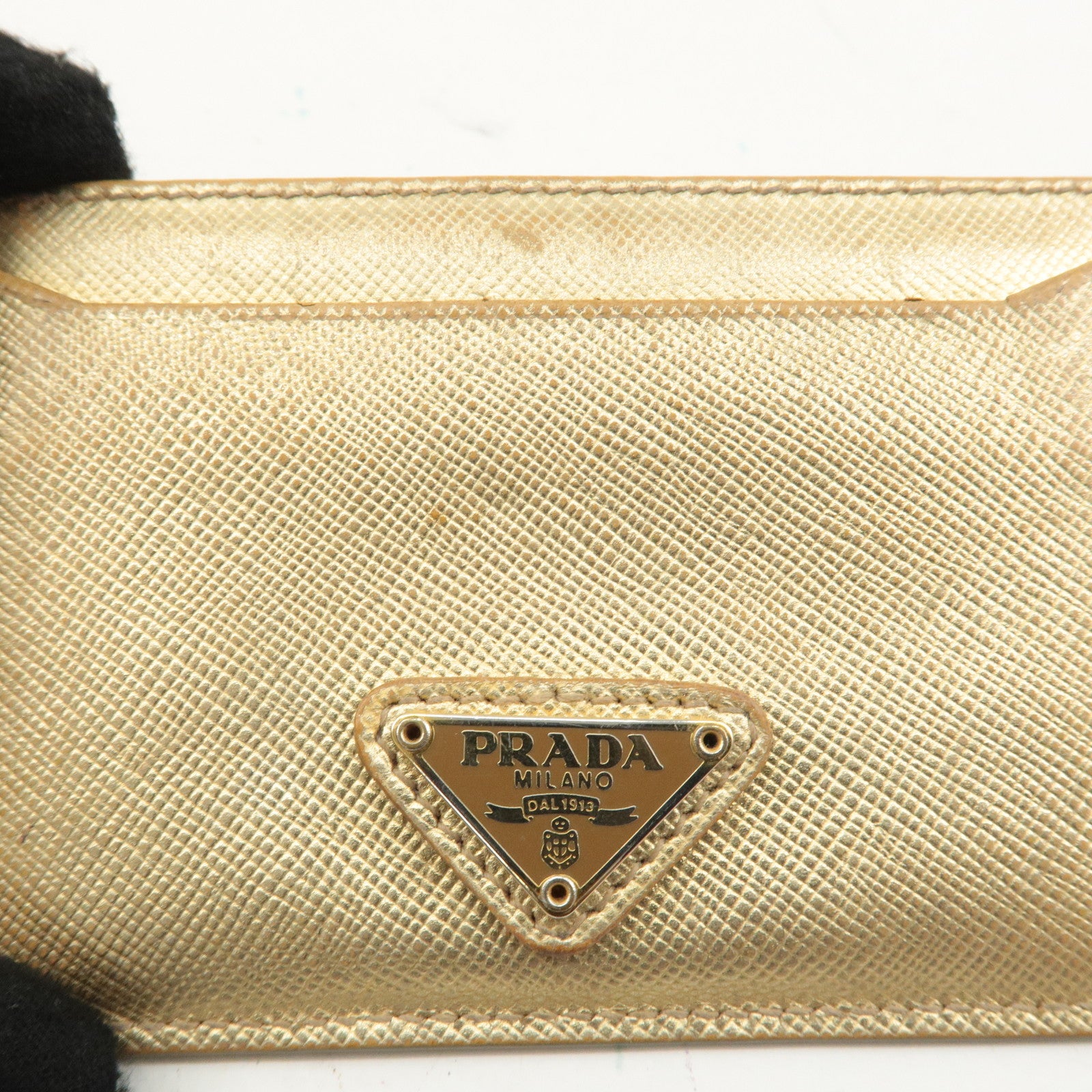 PRADA Set o 2 Saffiano Card Case Pink Gold