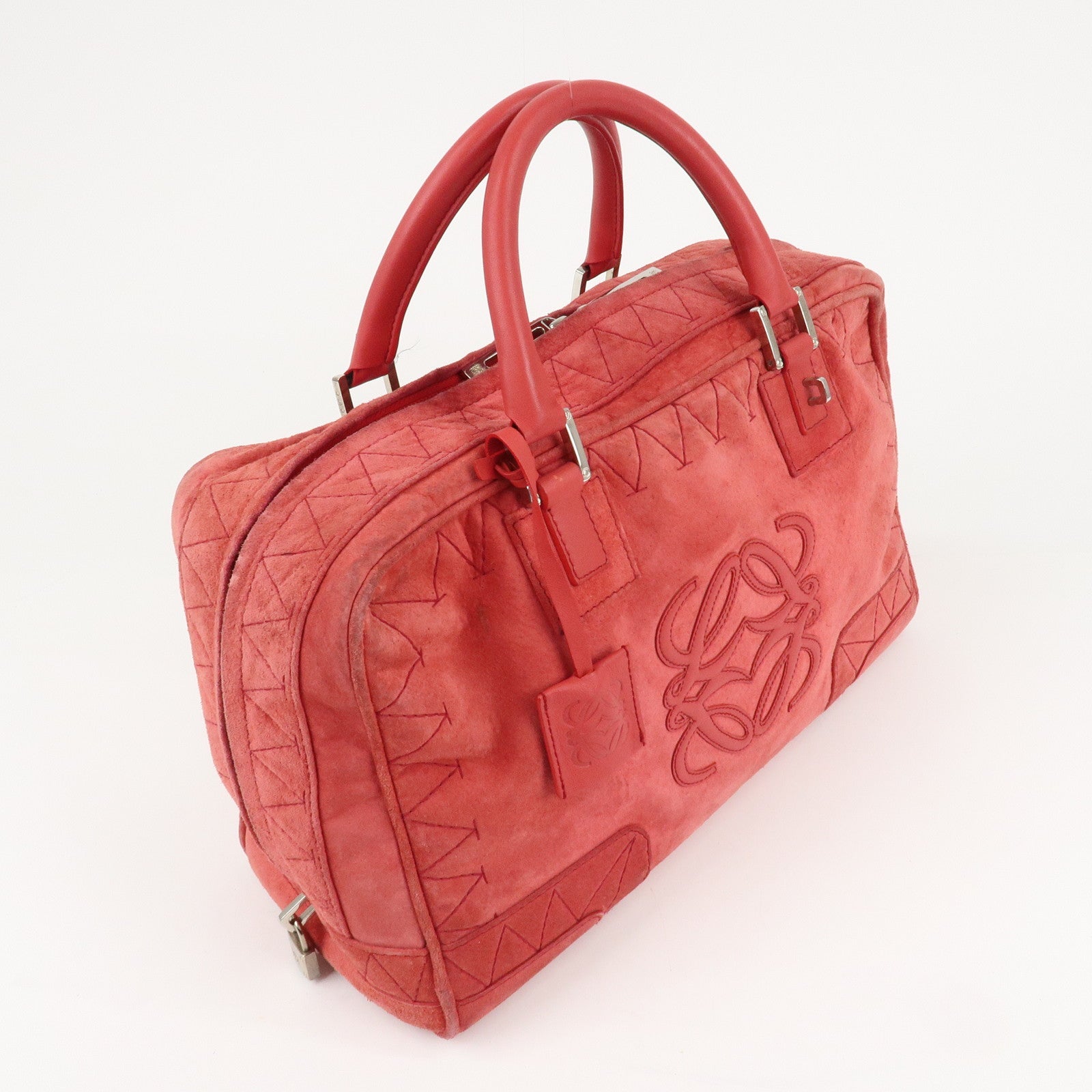 LOEWE Anagram Leather Amazona 36 Hand Bag Rose