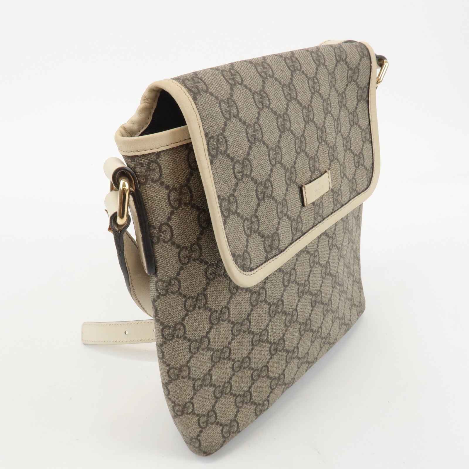 GUCCI GG Supreme Leather Shoulder Bag Beige Ivory 223666