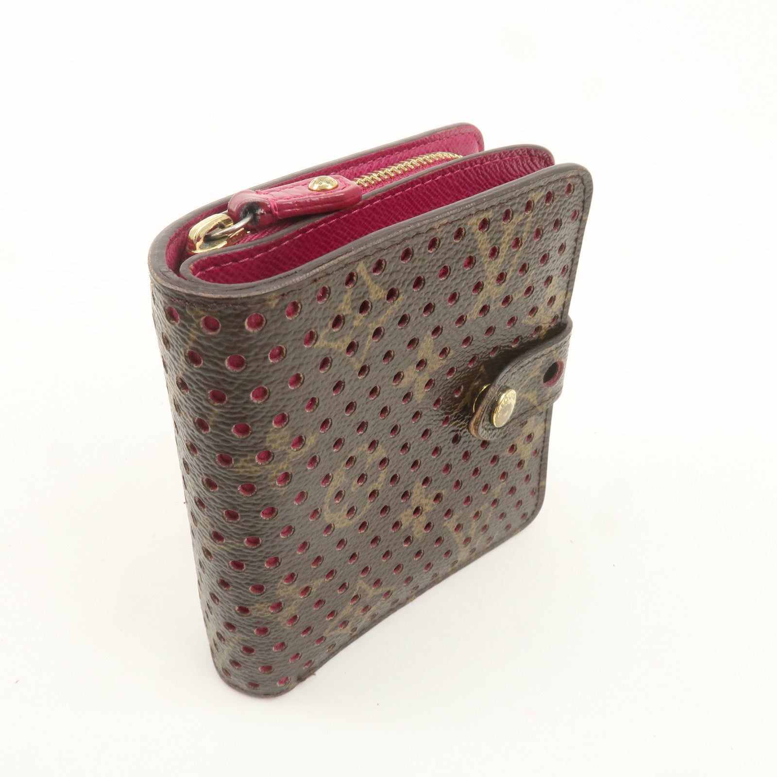 Louis Vuitton Monogram Perfor Compact Zip Wallet Fuchsia M95188