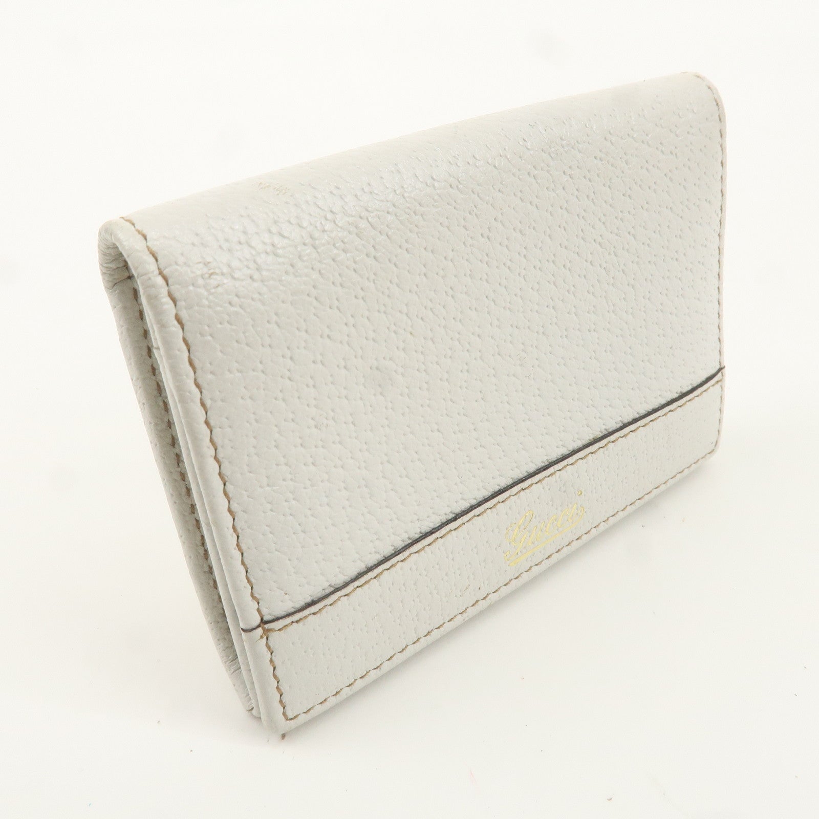 GUCCI Leather GG Canvas Card Case White 131858