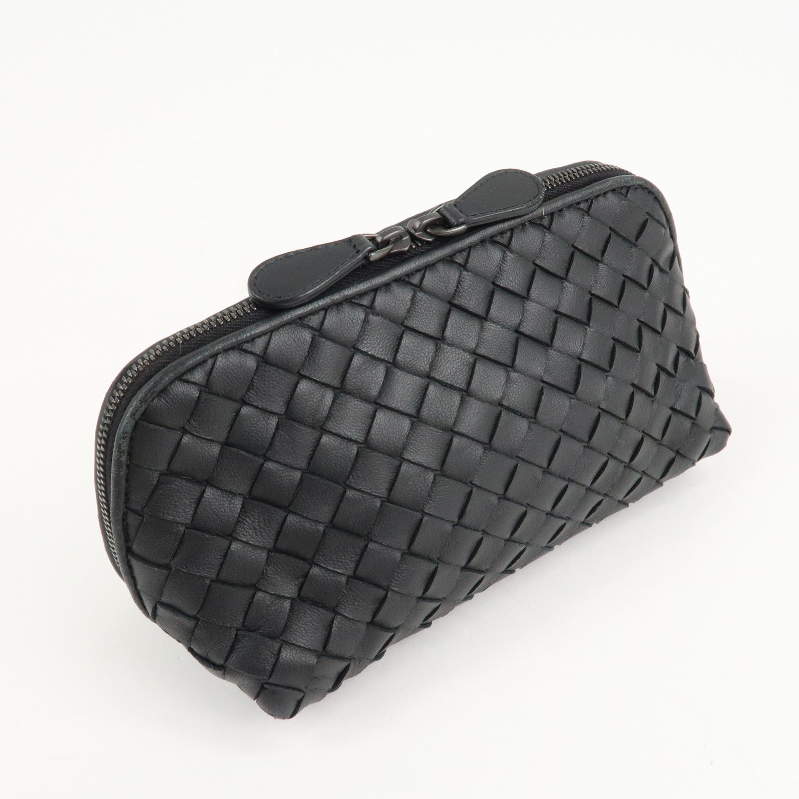 BOTTEGA VENETA Intrecciato Leather Pouch Cosmetic Pouch Black