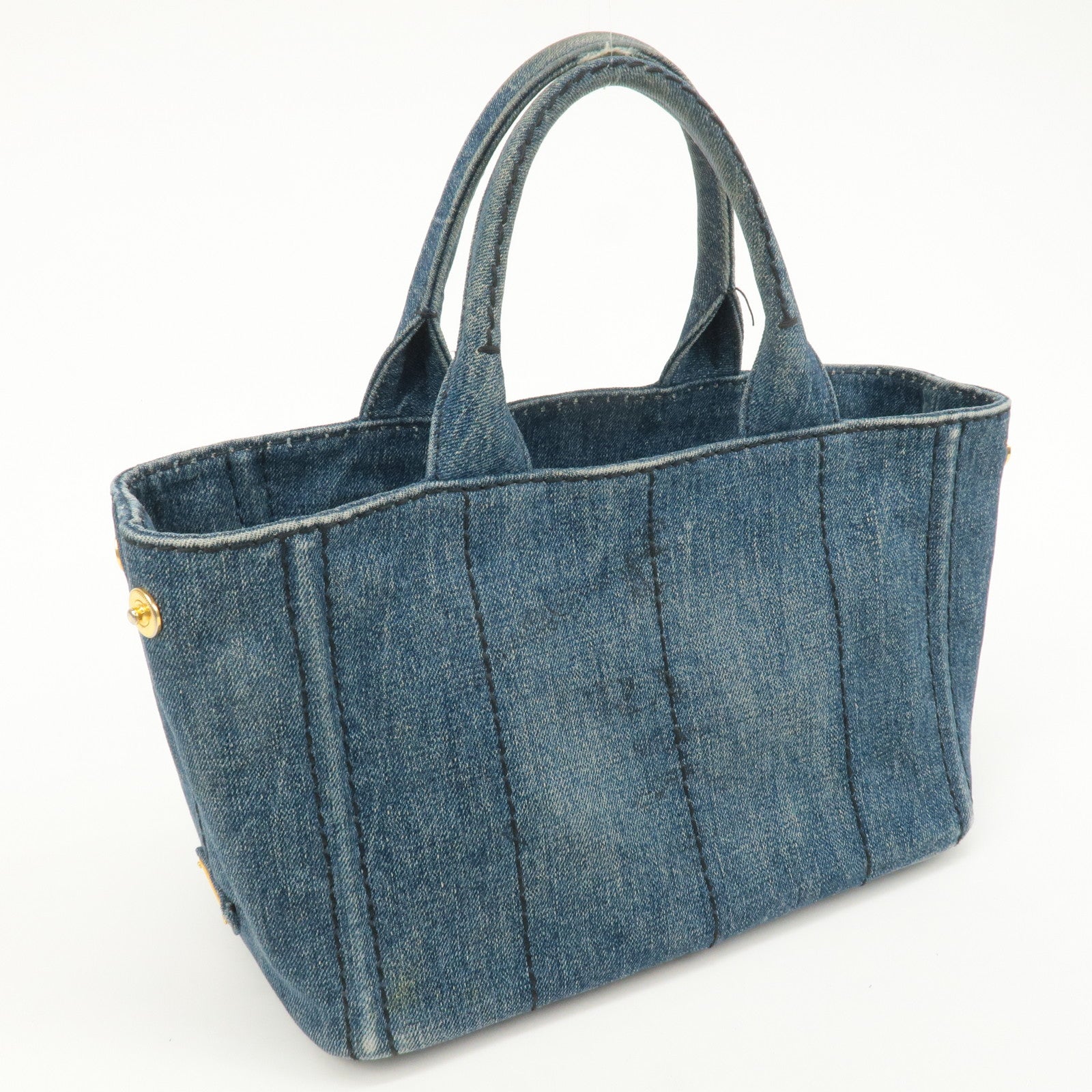 PRADA Logo Canapa Canvas 2Way Shoulder Bag Hand Bag Denim