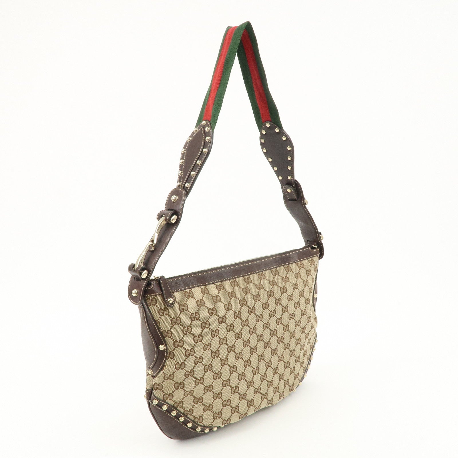 GUCCI Sherry GG Canvas Leather Studded Shoulder Bag 153691 Used