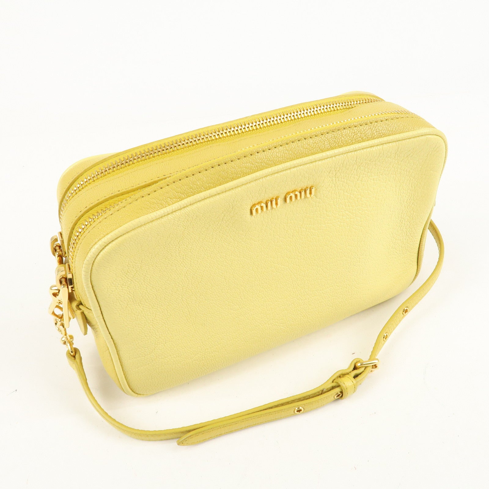 MIU MIU Leather MADRAS BICOLORE Shoulder Bag Yellow RT0539