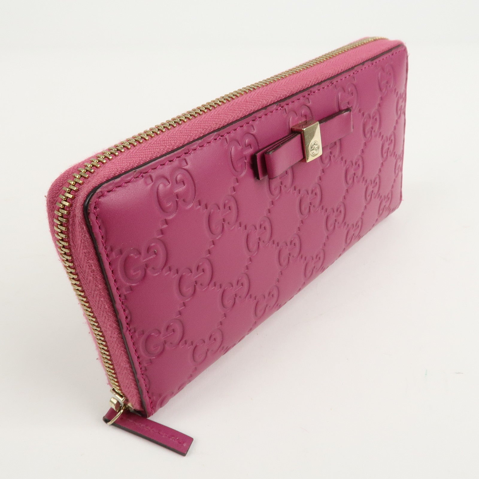 GUCCI Guccissima Interlocking G Round Zipper Wallet Ribbon 388680