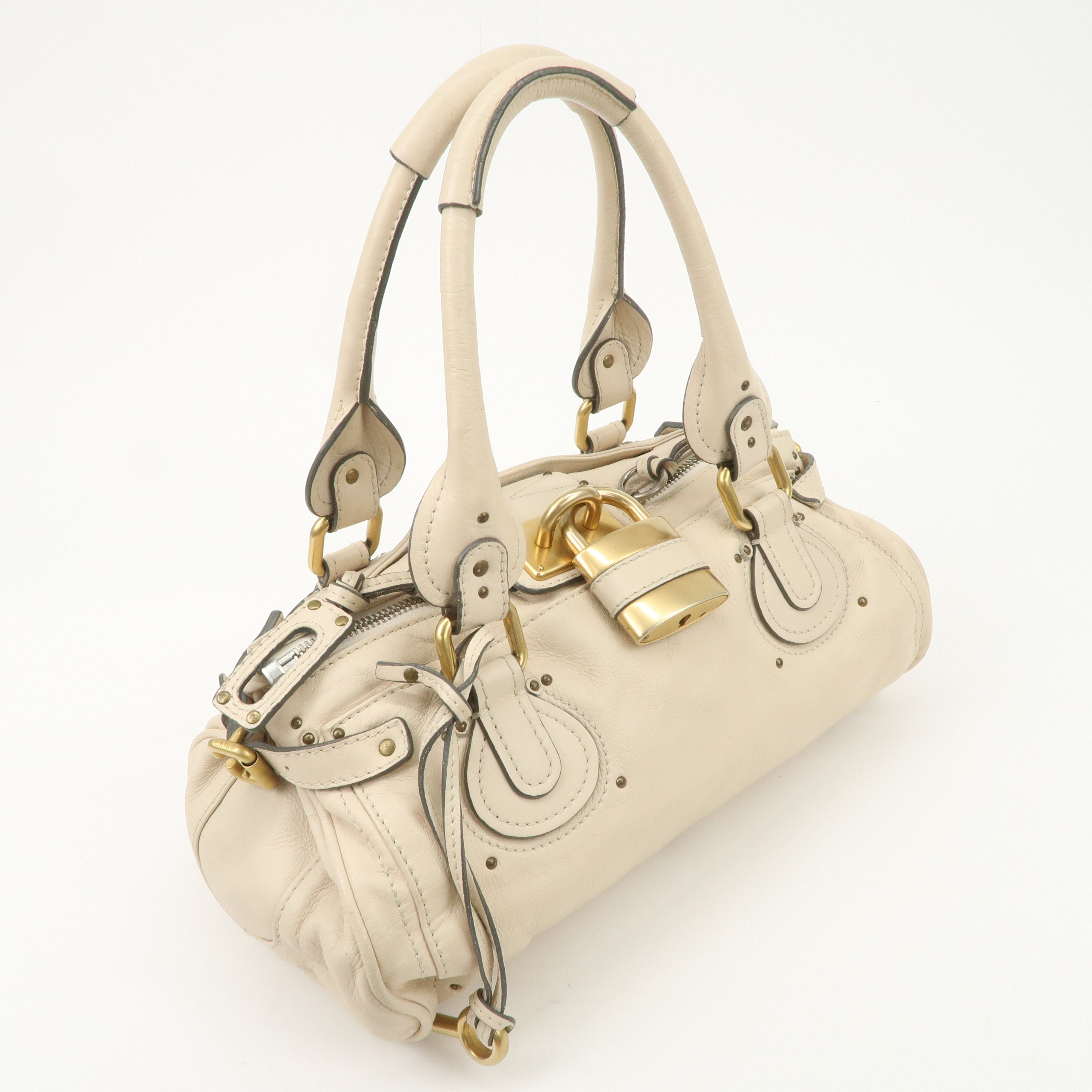 Chloe Paddington Leather Shoulder Bag Hand Bag Ivory Used