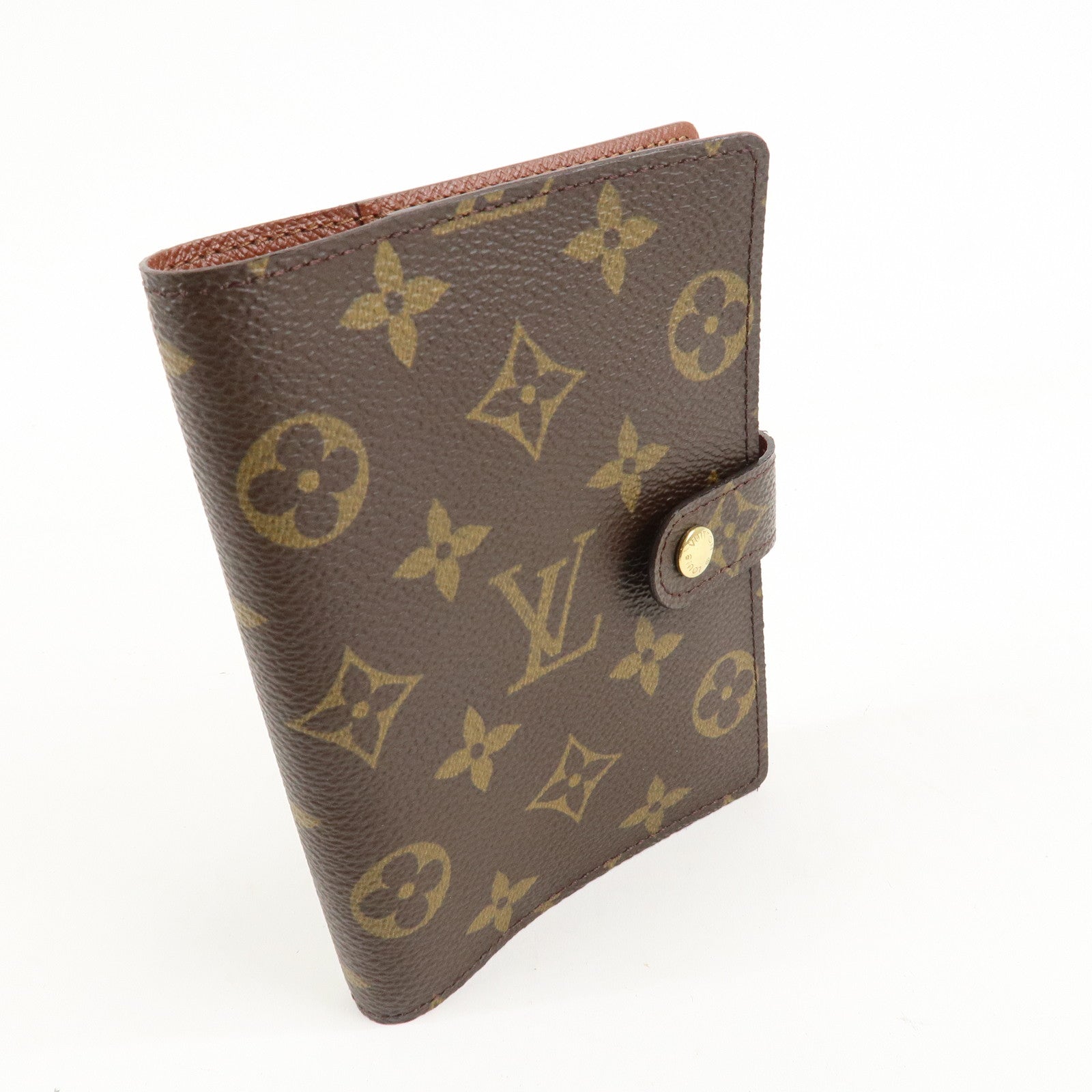 Louis Vuitton Monogram Agenda PM Planner Cover Gold HDW R20005 Used