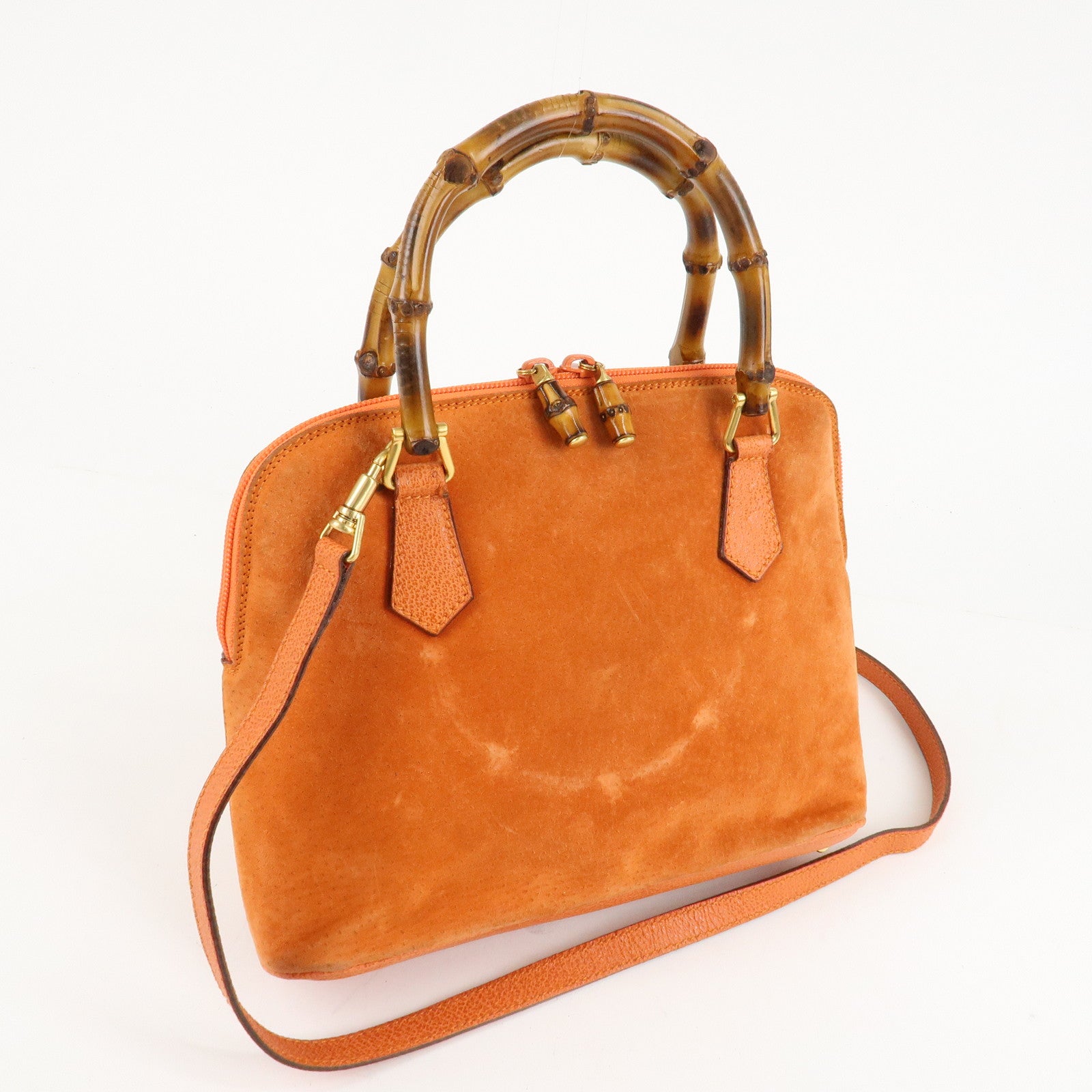 GUCCI Bamboo Suede Leather 2WAY Bag Orange 000.2296.0290