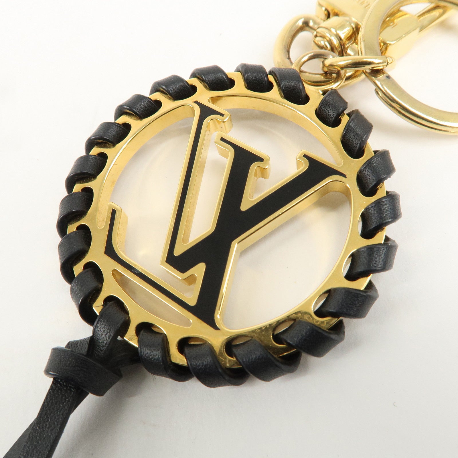 Louis Vuitton Berry Bag Charm Key Holder Gold Black M63082