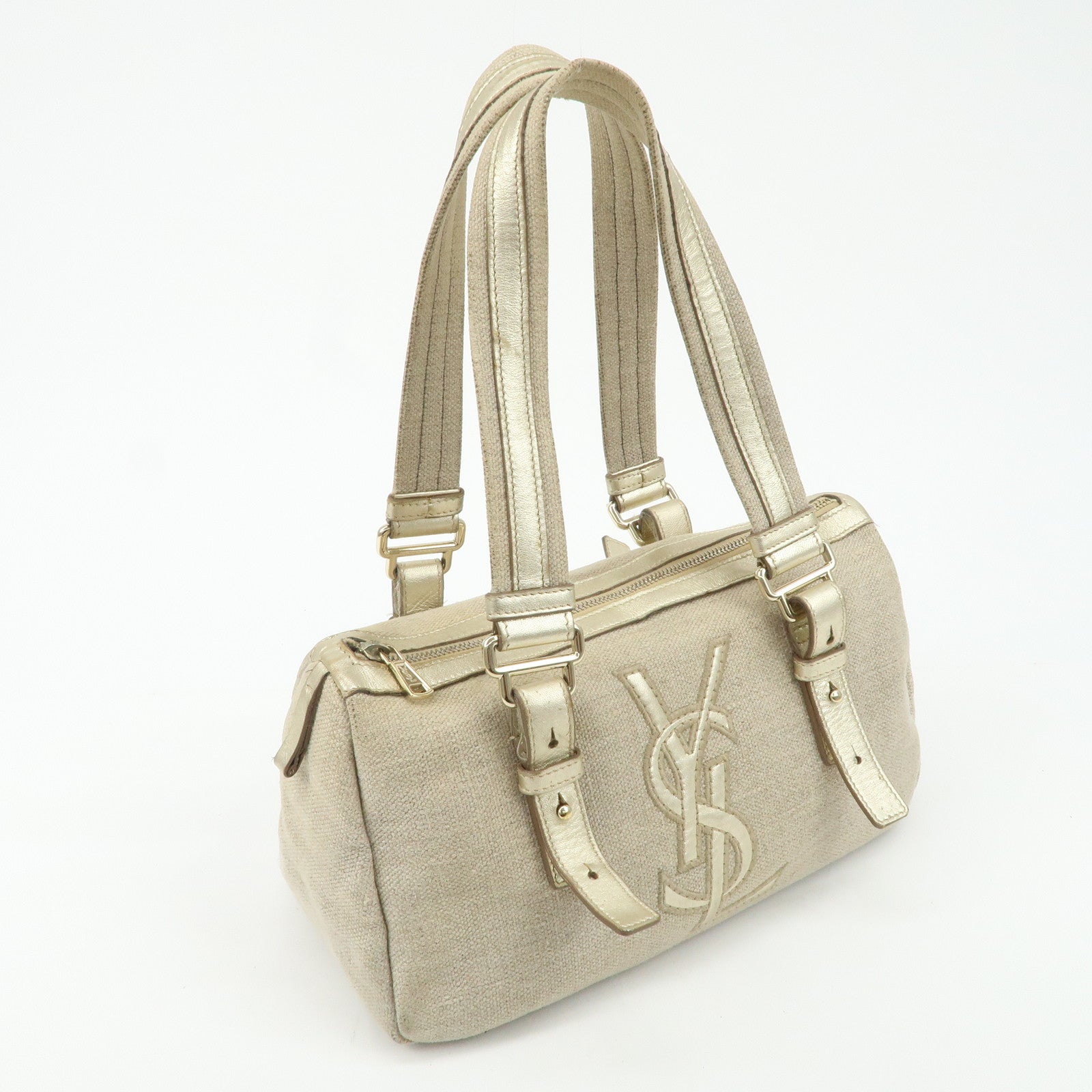 YVES SAINT LAURENT Rive Gauche Kahara Canvas Leather Mini Boston