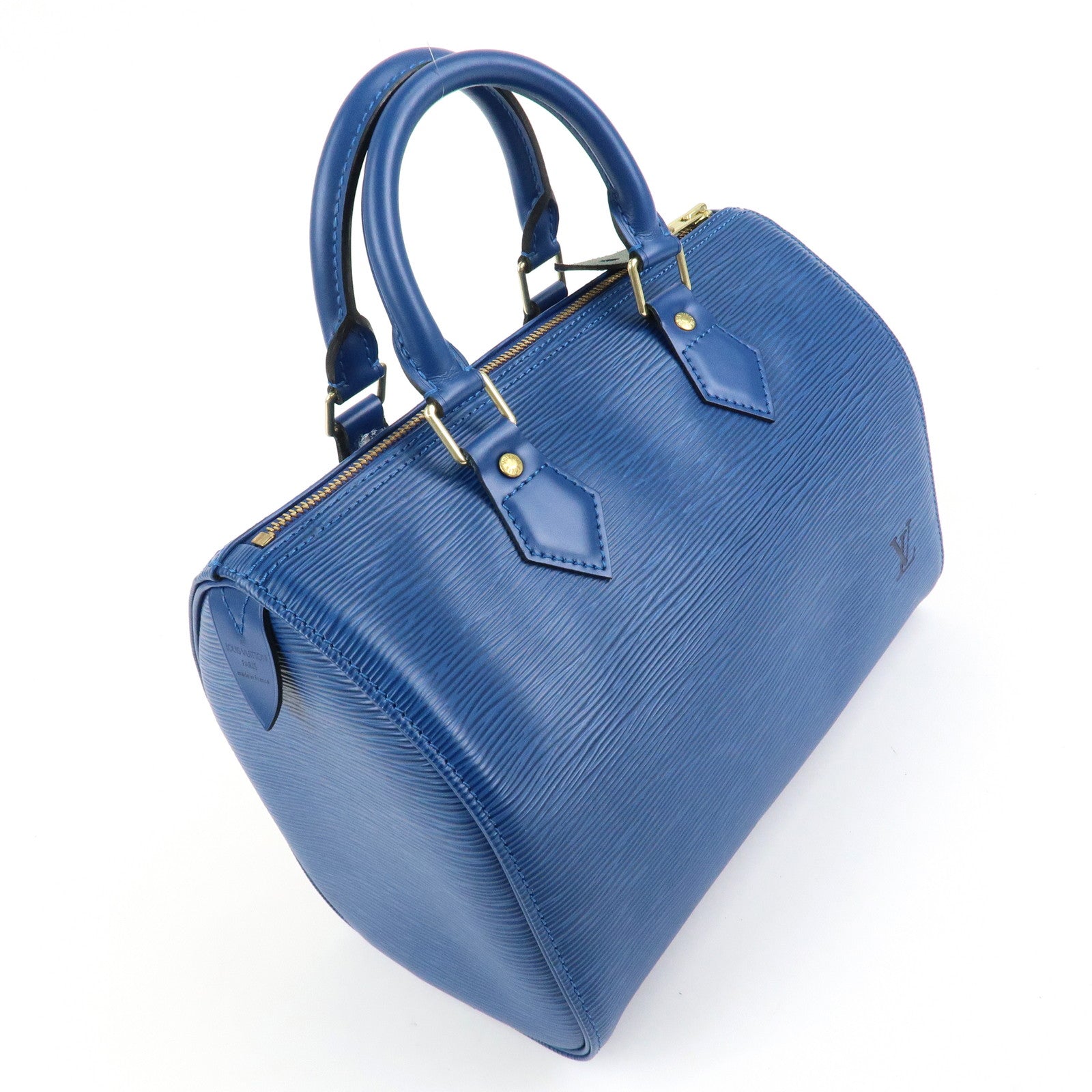 Louis Vuitton Epi Speedy 25 Hand Bag Boston Bag Blue M43015 Used