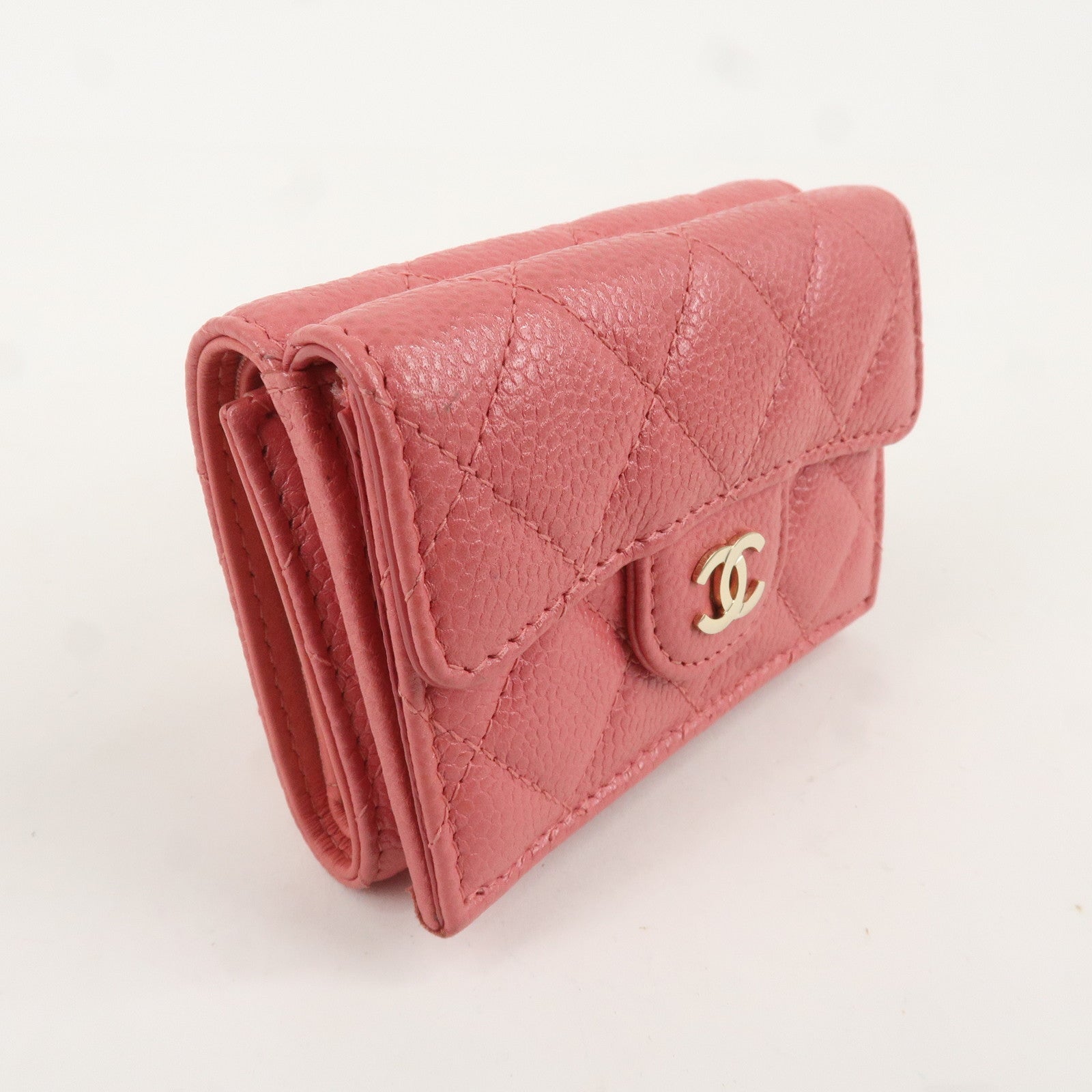 CHANEL Matelasse Cavier Skin Tri-fold Classic Small Wallet AP0230