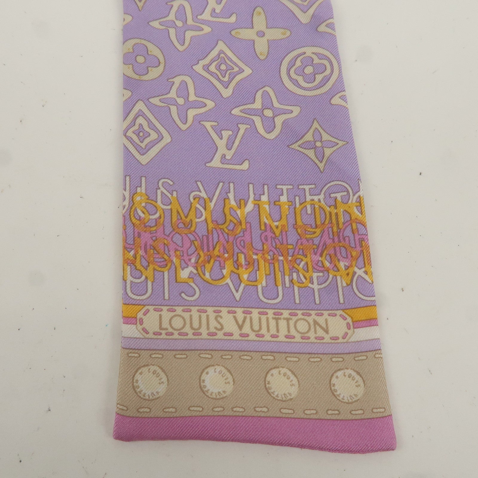 Louis Vuitton Bandeau Gradient Silk 100% Scarf Purple White