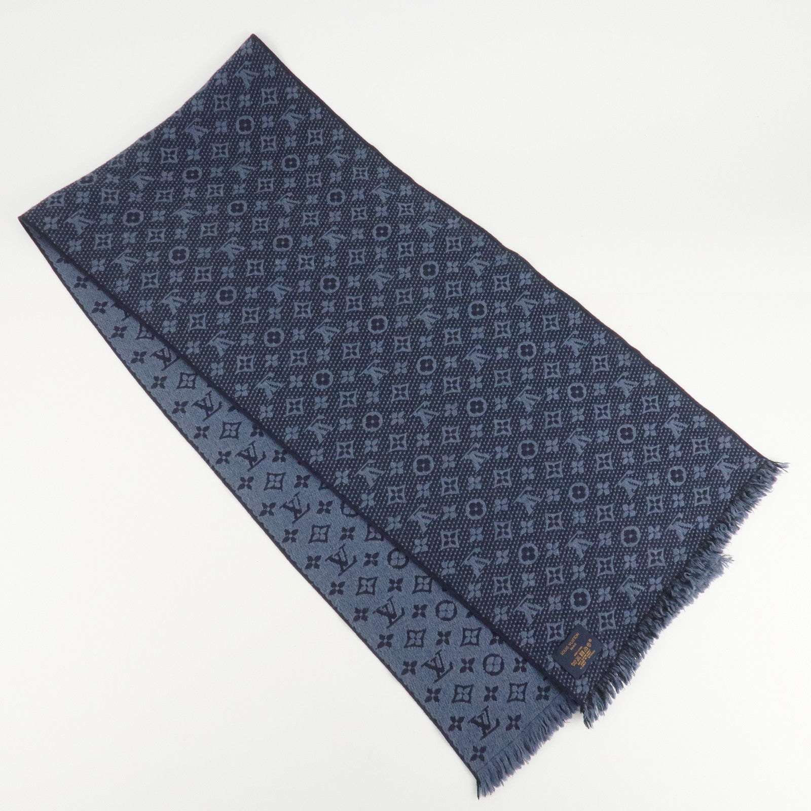 Louis Vuitton Monogram Escharpe Logo Classic Scarf Gray M78525