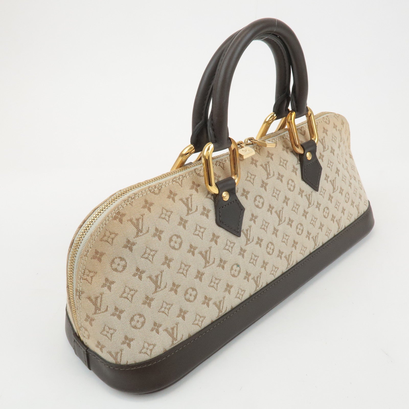 Louis Vuitton Monogram Mini Alma Long Hand Bag Khaki M92206