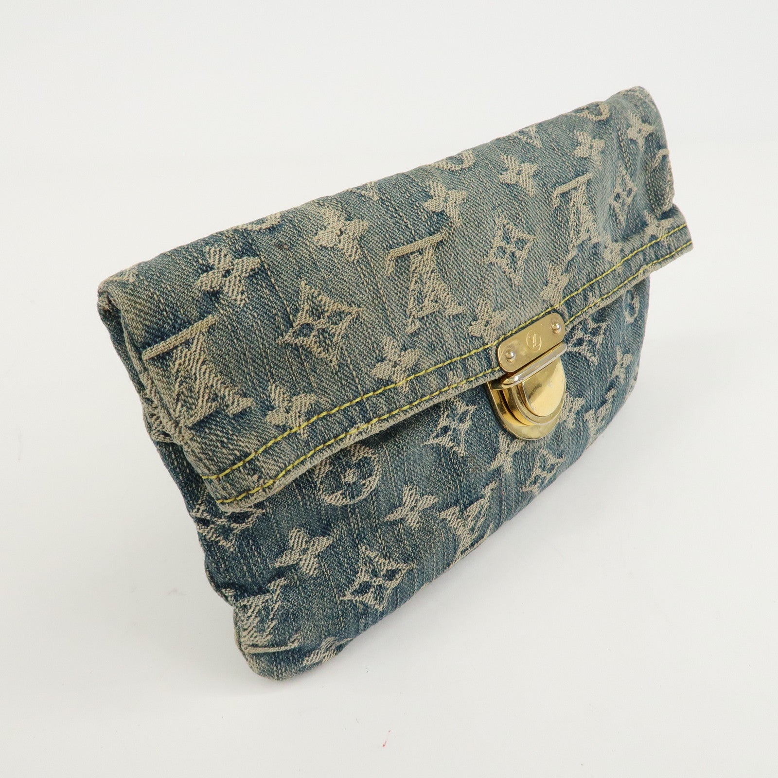 Louis Vuitton Monogram Denim Pochette Plat Pouch M95007 Used