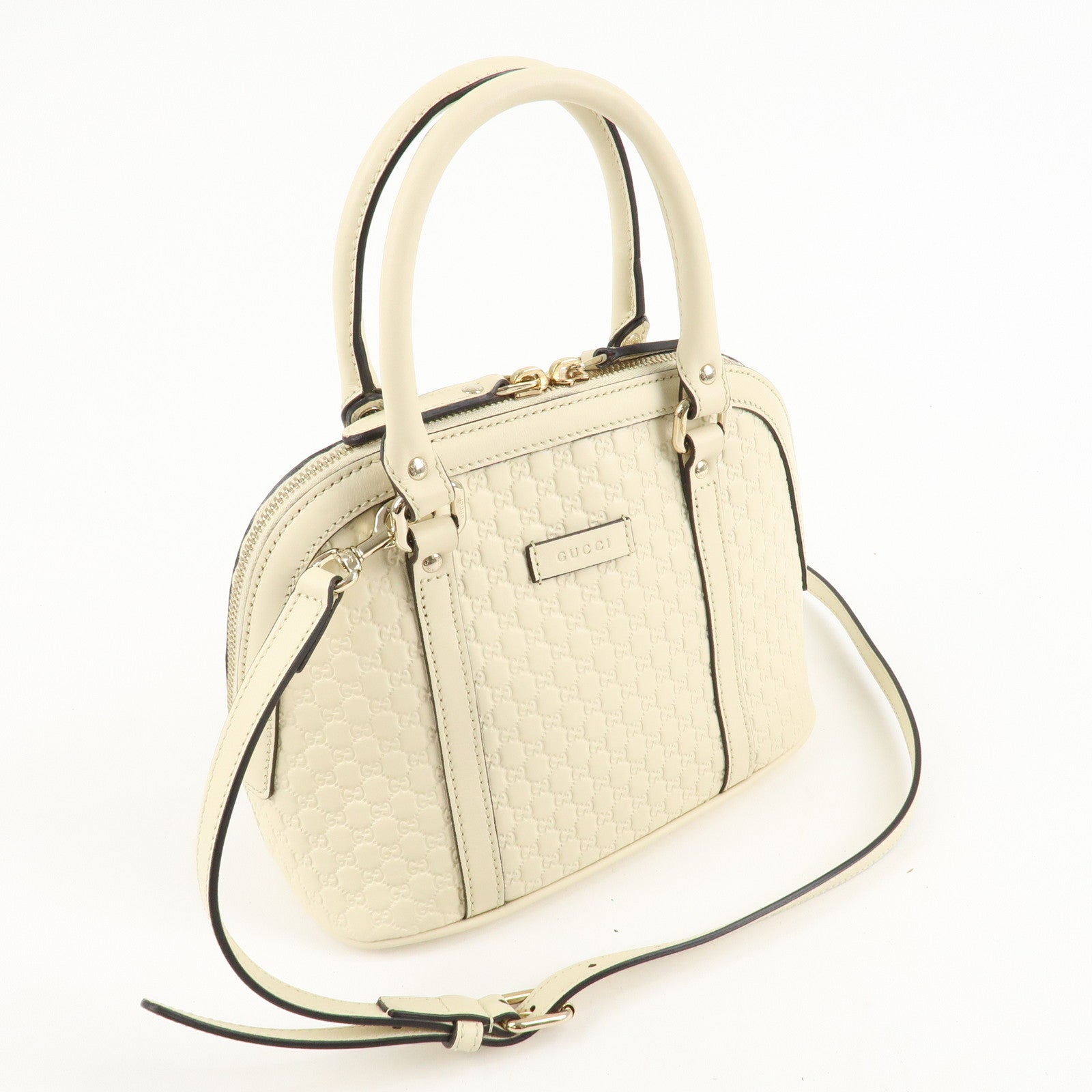 GUCCI Micro Guccissima Leather 2WAY Bag Hand Bag Ivory 449654