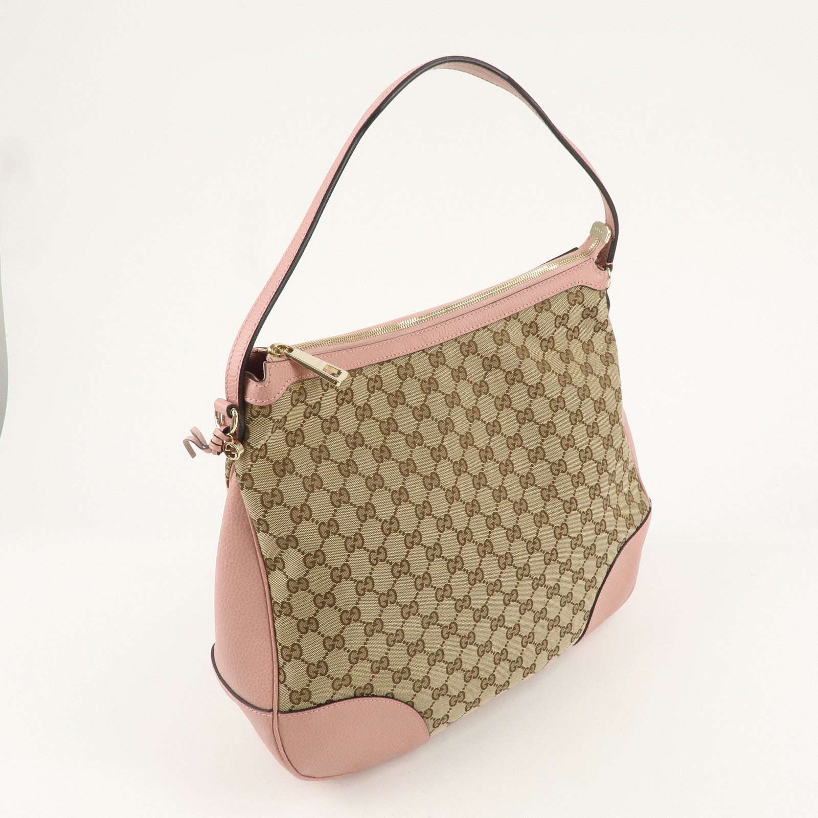 GUCCI GG Canvas Leather One Shoulder Bag Pink Beige 449244