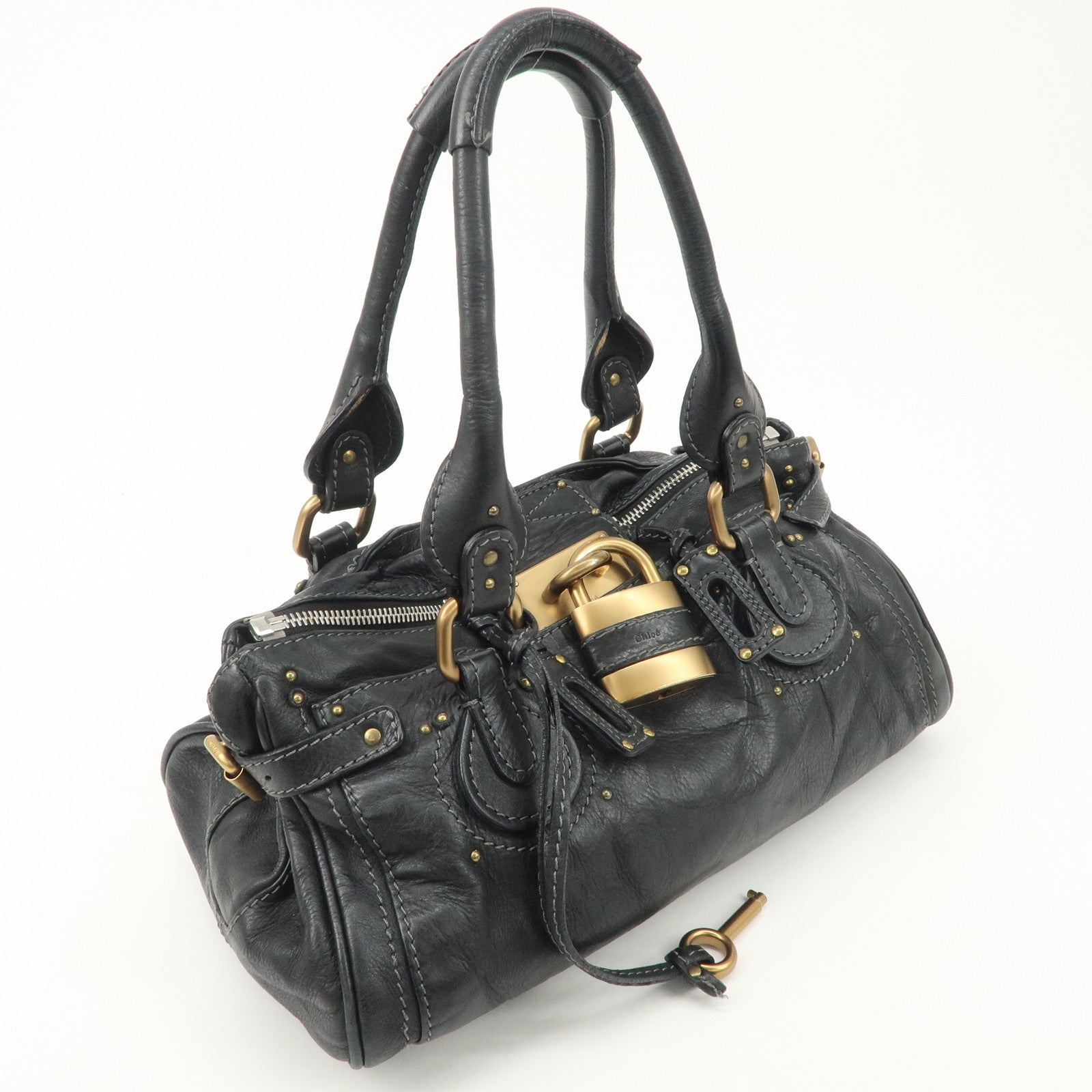 Chloe Paddington Leather Shoulder Bag Hand Bag Black