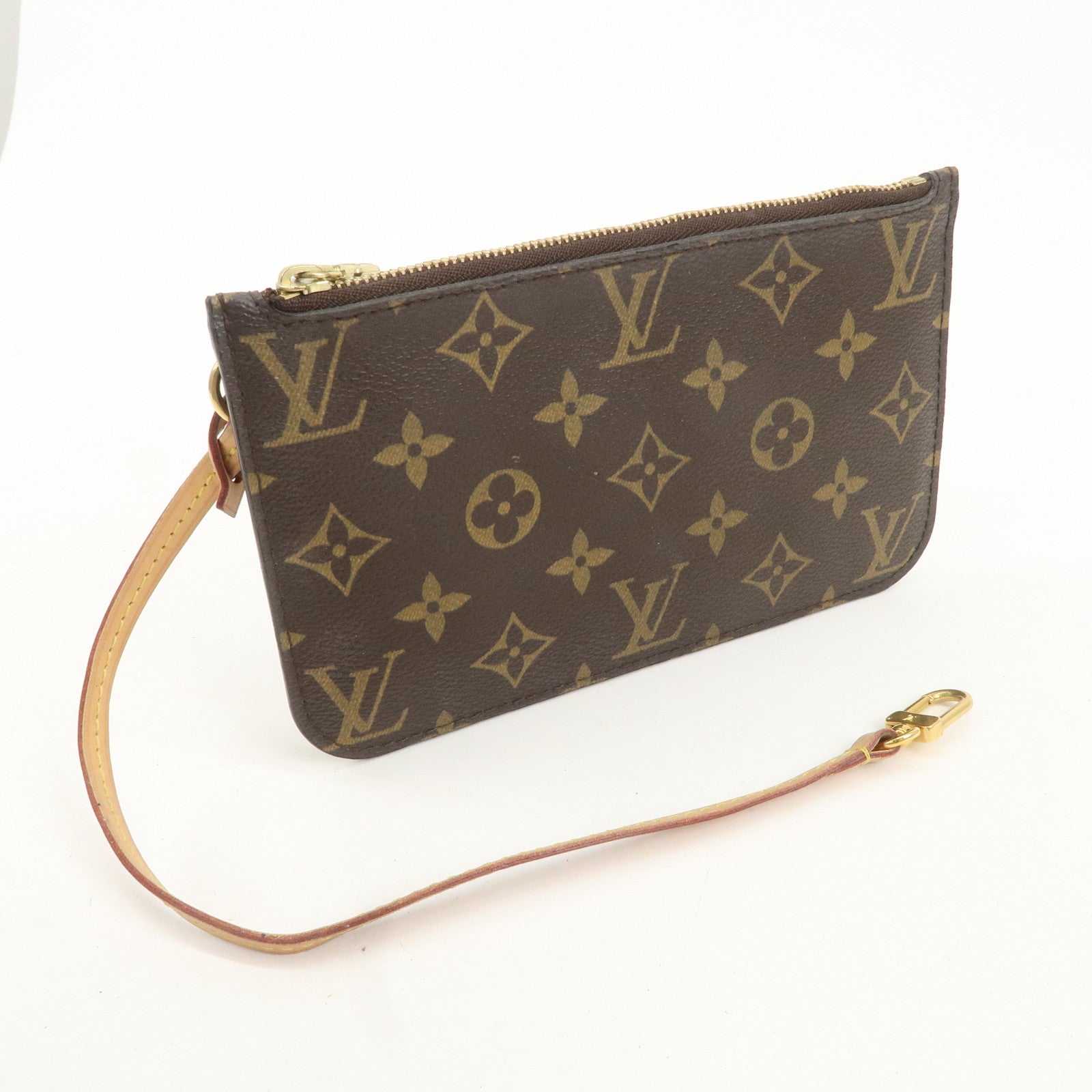 Louis Vuitton Monogram Pouch For Neverfull PM Brown Fuchsia Used