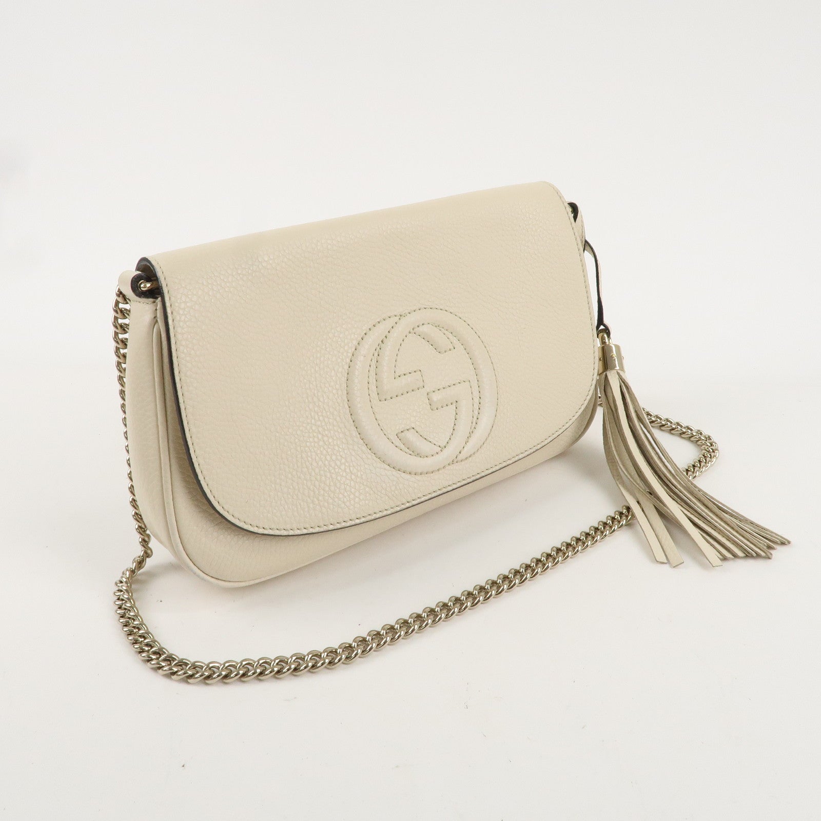 GUCCI Soho Leather Chain Shoulder Bag Ivory 536224