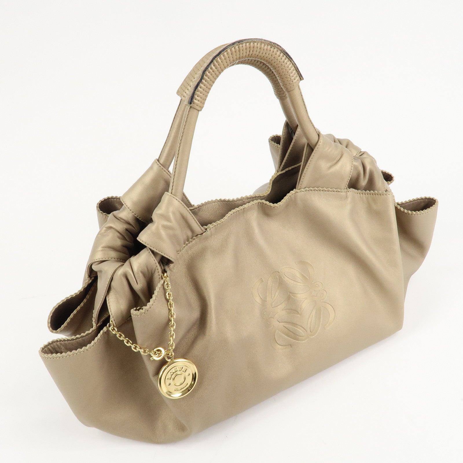 LOEWE Anagram Leather Nappa Aire Hand Bag Gold