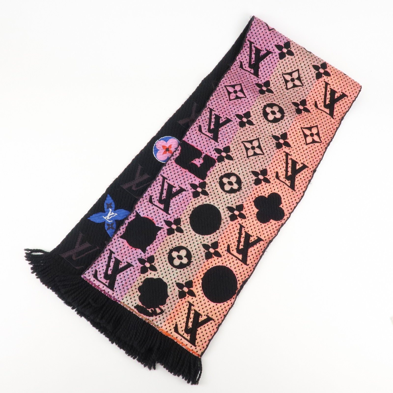 Louis Vuitton Escharpe Logo Mania Stories Scarf Black M71060 Used