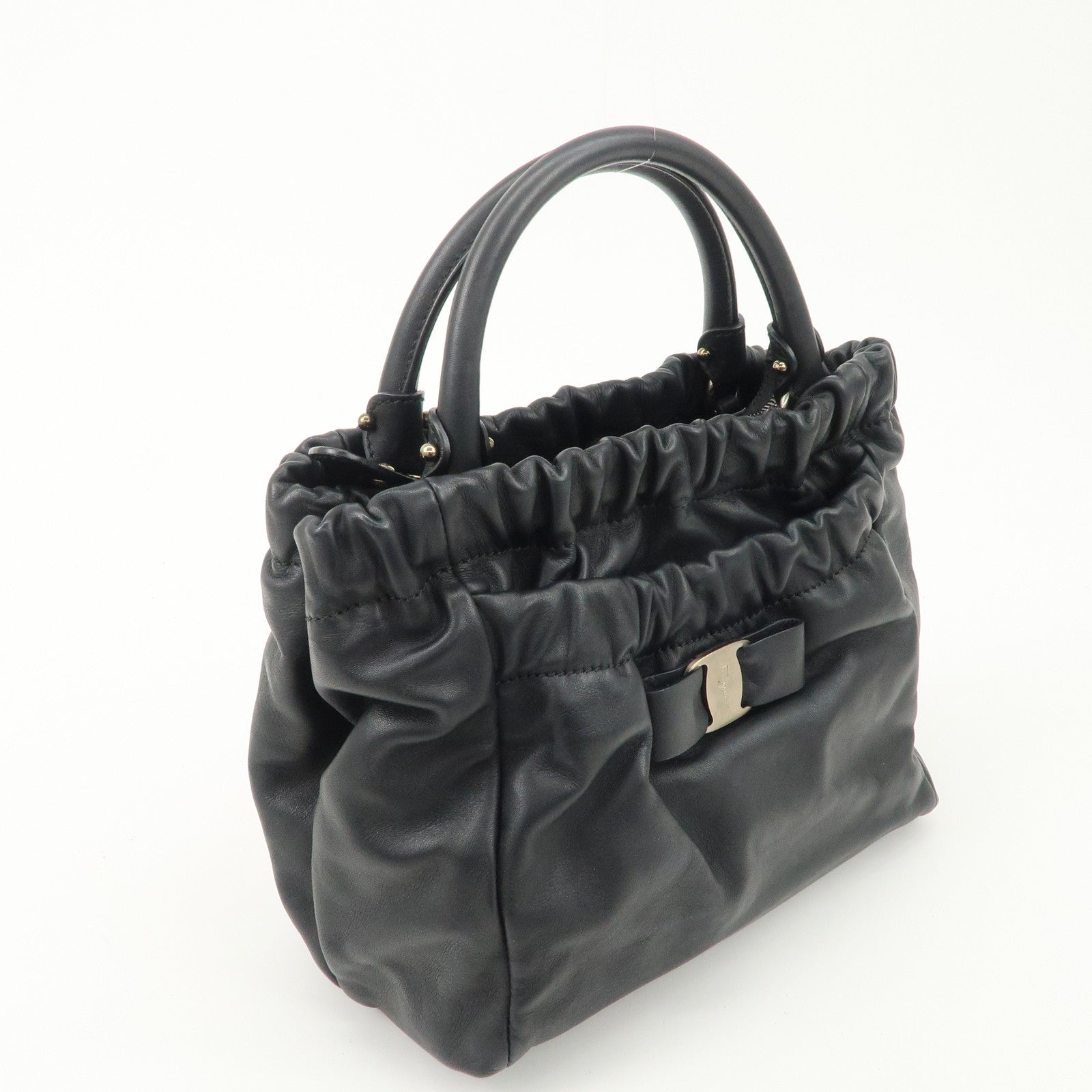 Salvatore Ferragamo Leather Hand Bag Black