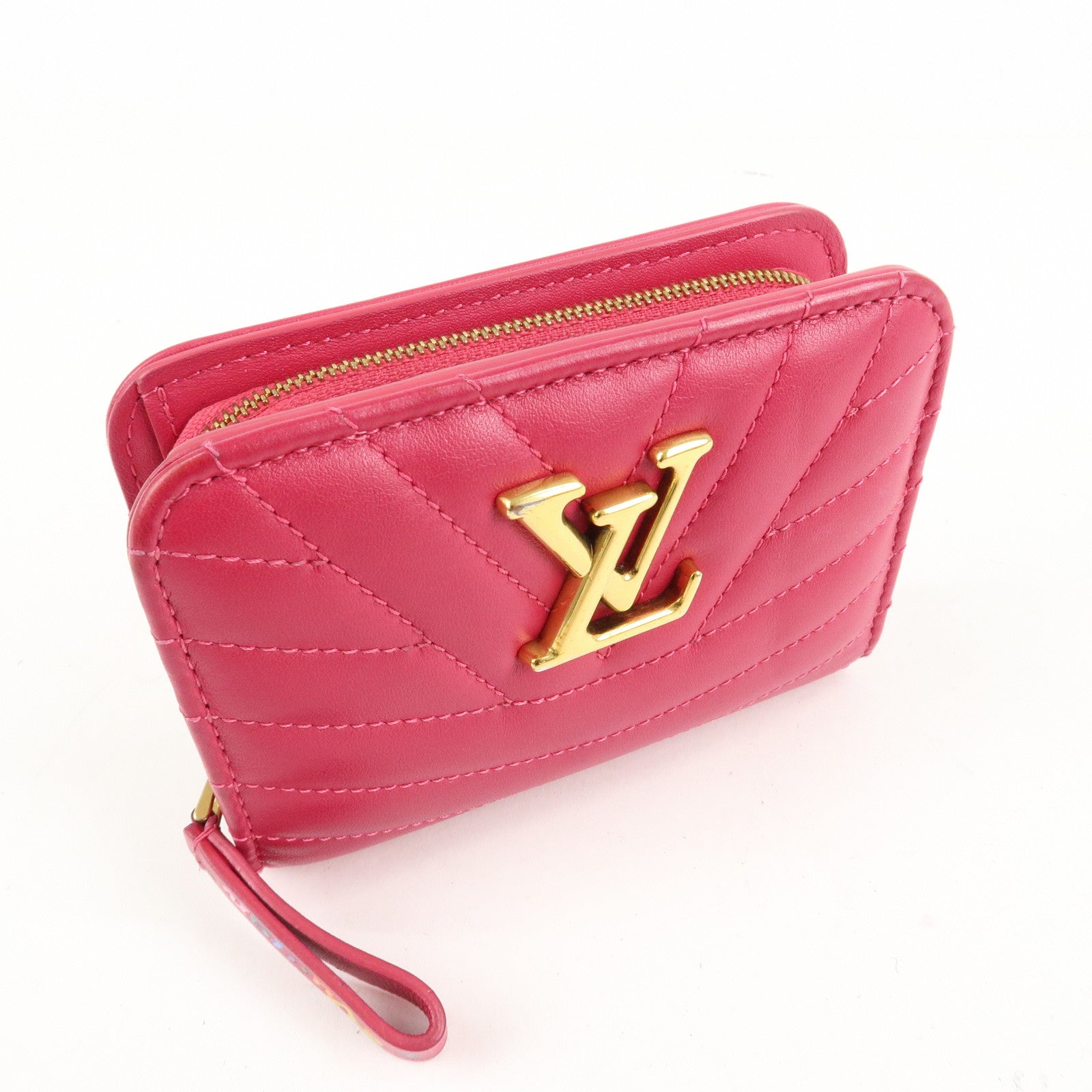 Louis Vuitton New Wave Leather Bi-Fold Compact Wallet Freesia Pink