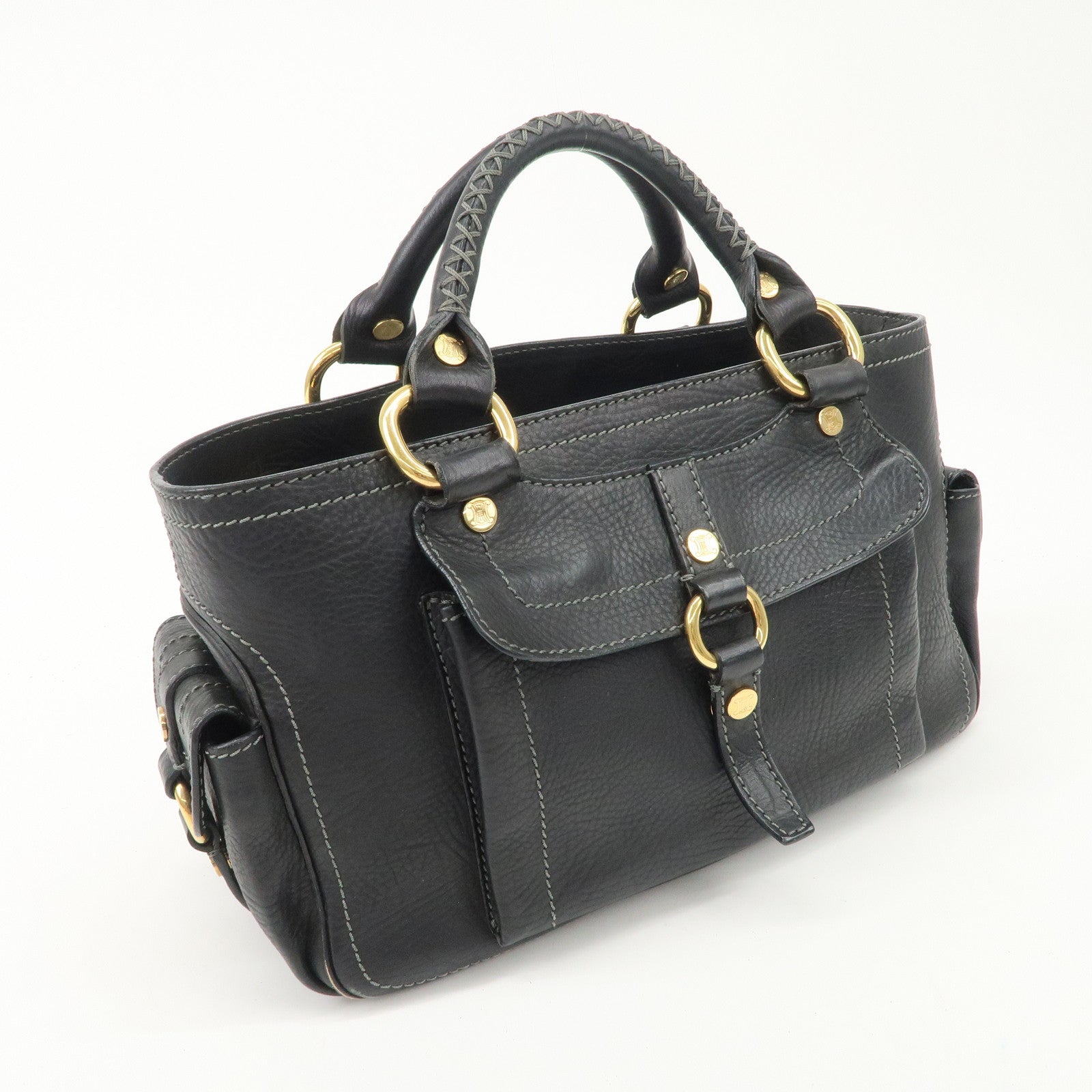 CELINE Leather Boogie Bag Hand Bag Black