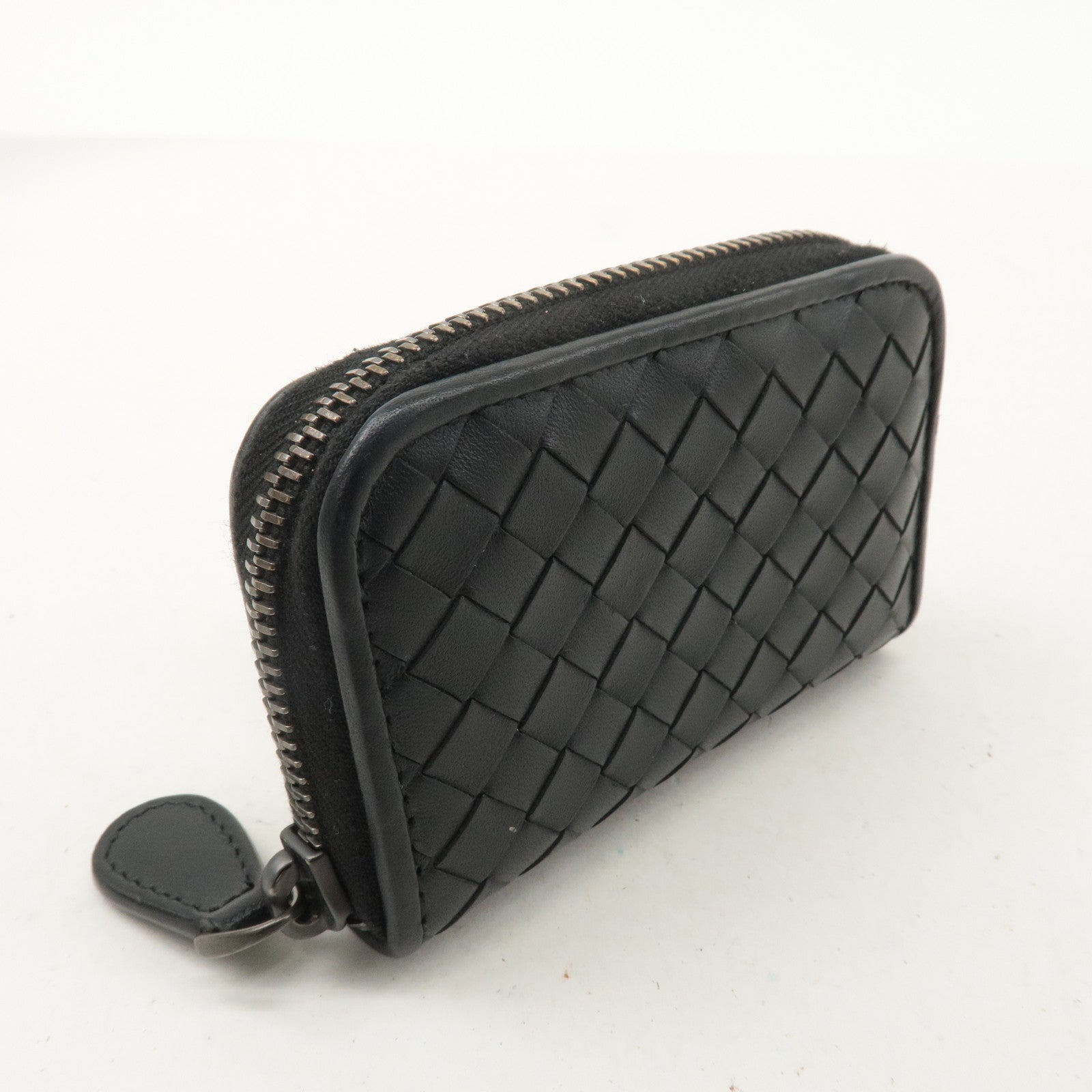 BOTTEGA VENETA Intrecciato Leather Coin Case Black 114075