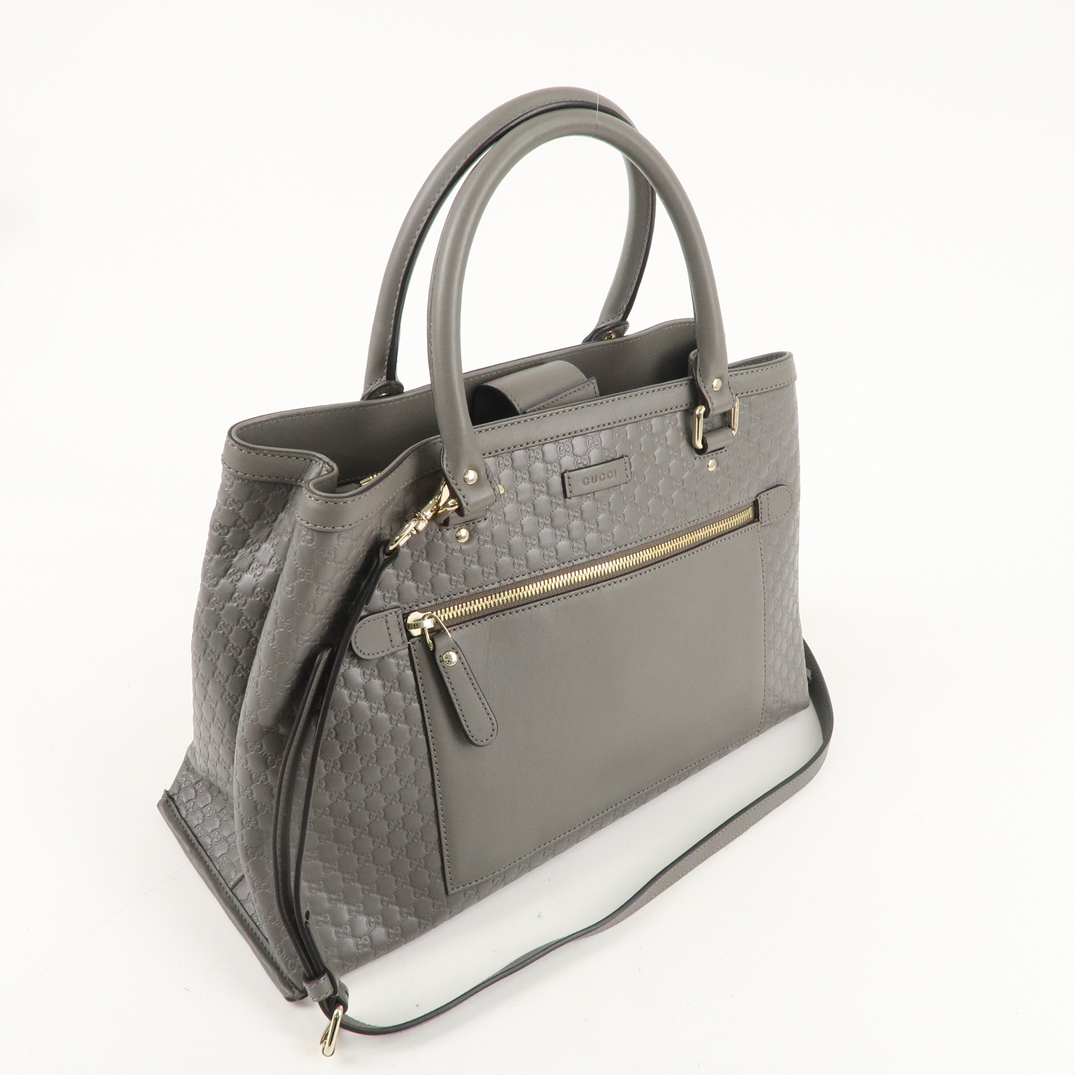 GUCCI Micro Guccissima Leather 2Way Shoulder Tote Bag Gray 510291