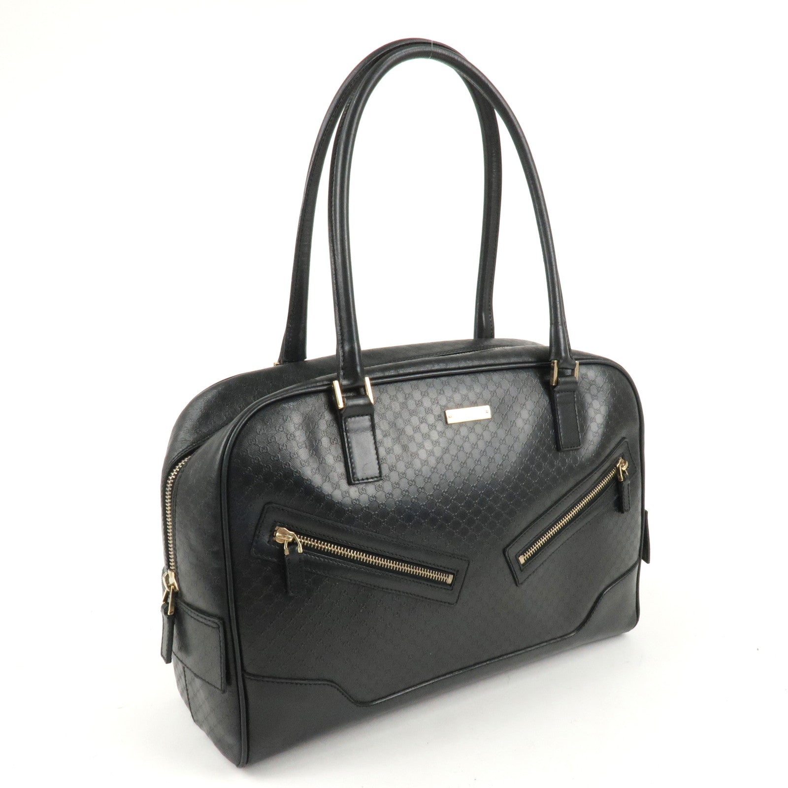 GUCCI Micro Guccissima Leather Handbag Black 002.1115